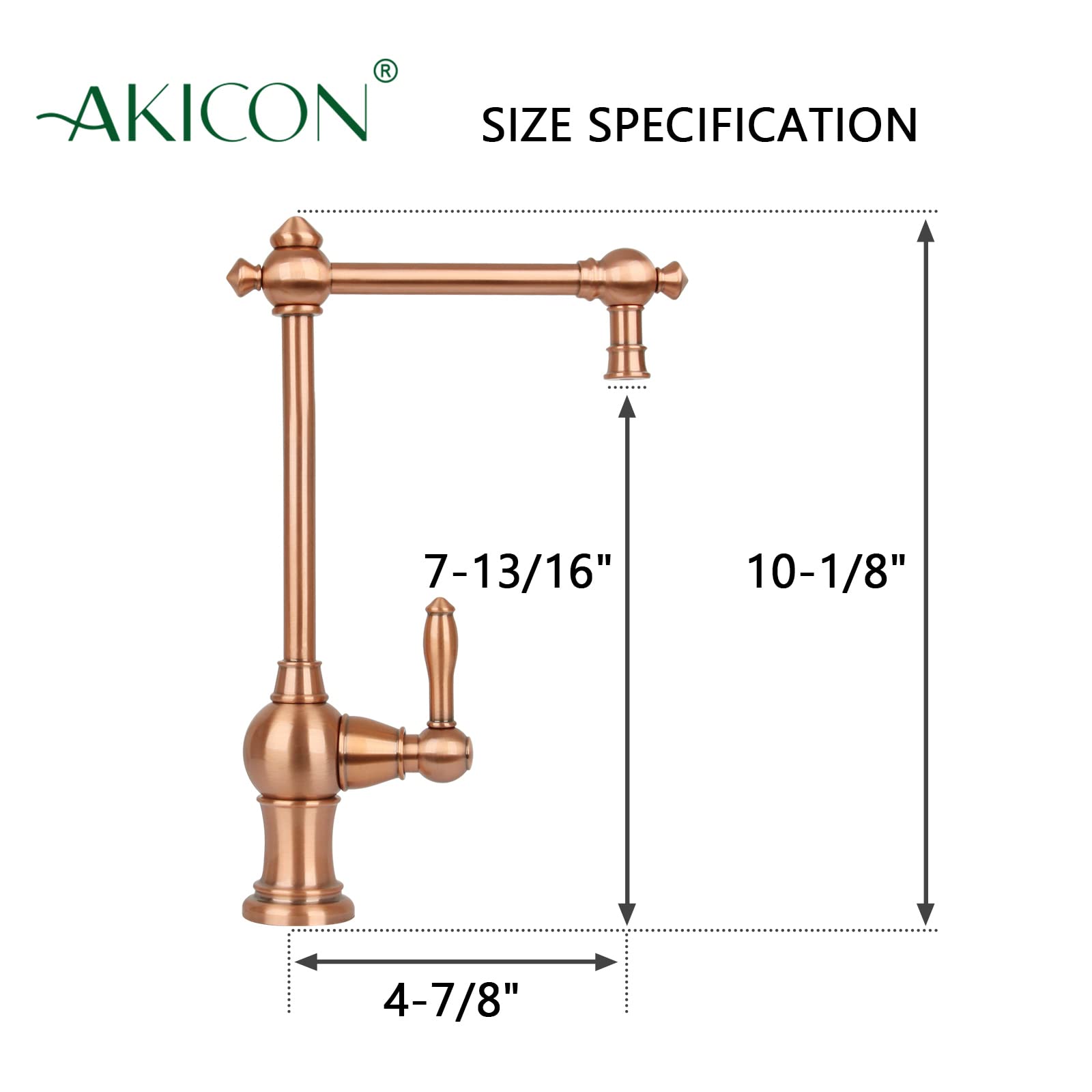 Akicon Single Handle Drinking Water Filter Faucet - Cold Water Purification System with Durable Copper Construction | Perfect for Kitchen Sink, RV, and Office Use