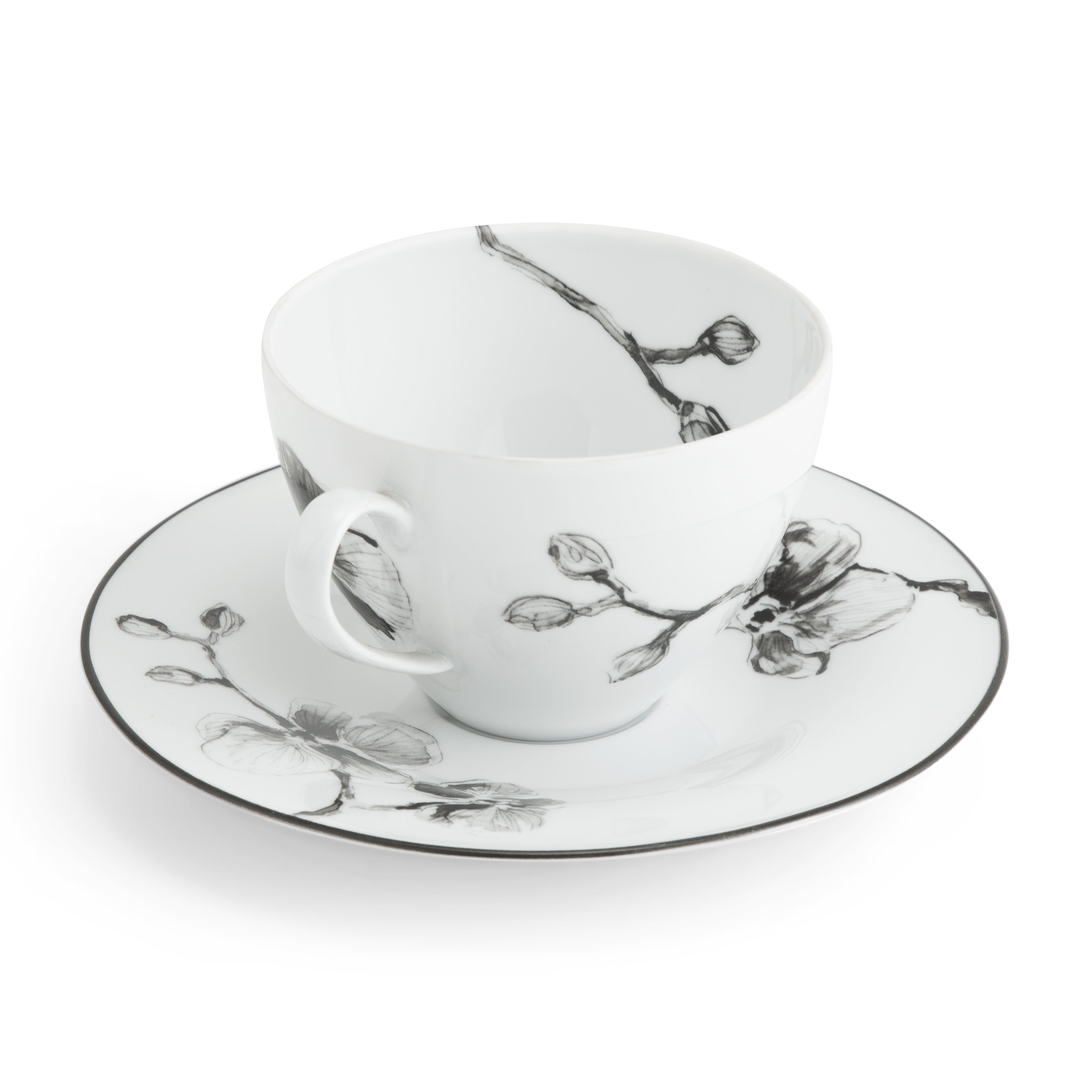 Premium Black Orchid Porcelain Dinnerware Set - Elegant 16-Piece Tableware for Fine Dining, Parties & Special Occasions