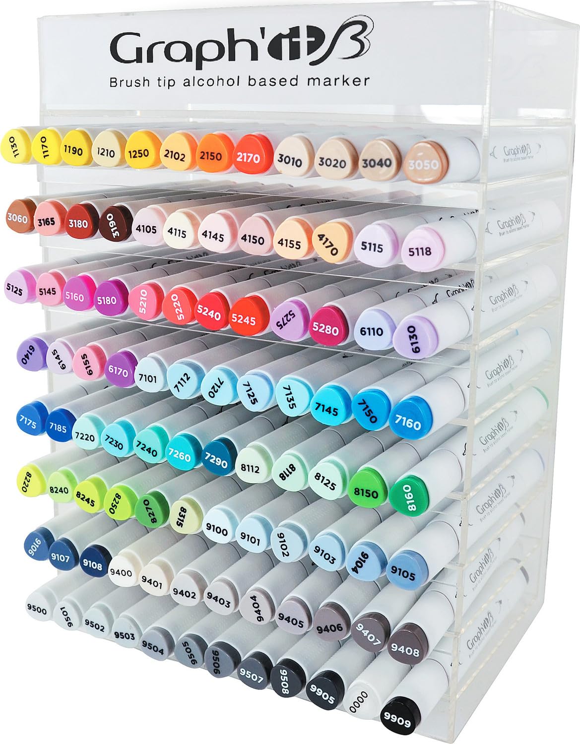 GRAPH'IT 96-Piece Alcohol Marker Set with Display Stand - Perfect for Artists, Illustrators & Crafting Projects