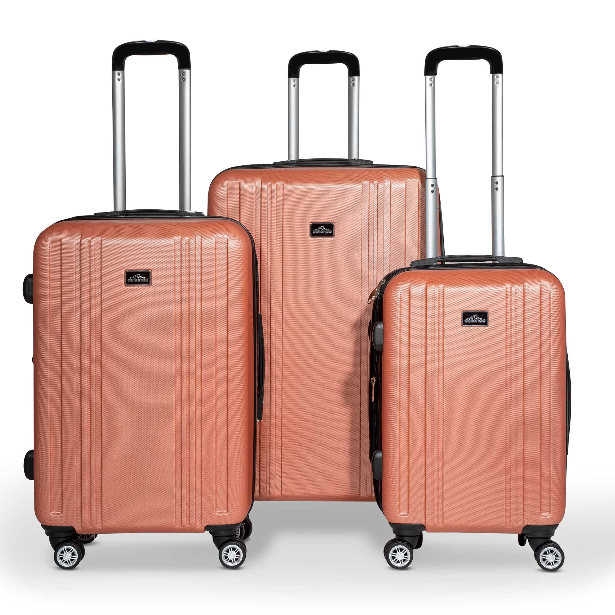 3-Piece Lightweight ABS Luggage Set with TSA Lock - Rose Gold (DL125) for Travel, Business Trips & Vacations