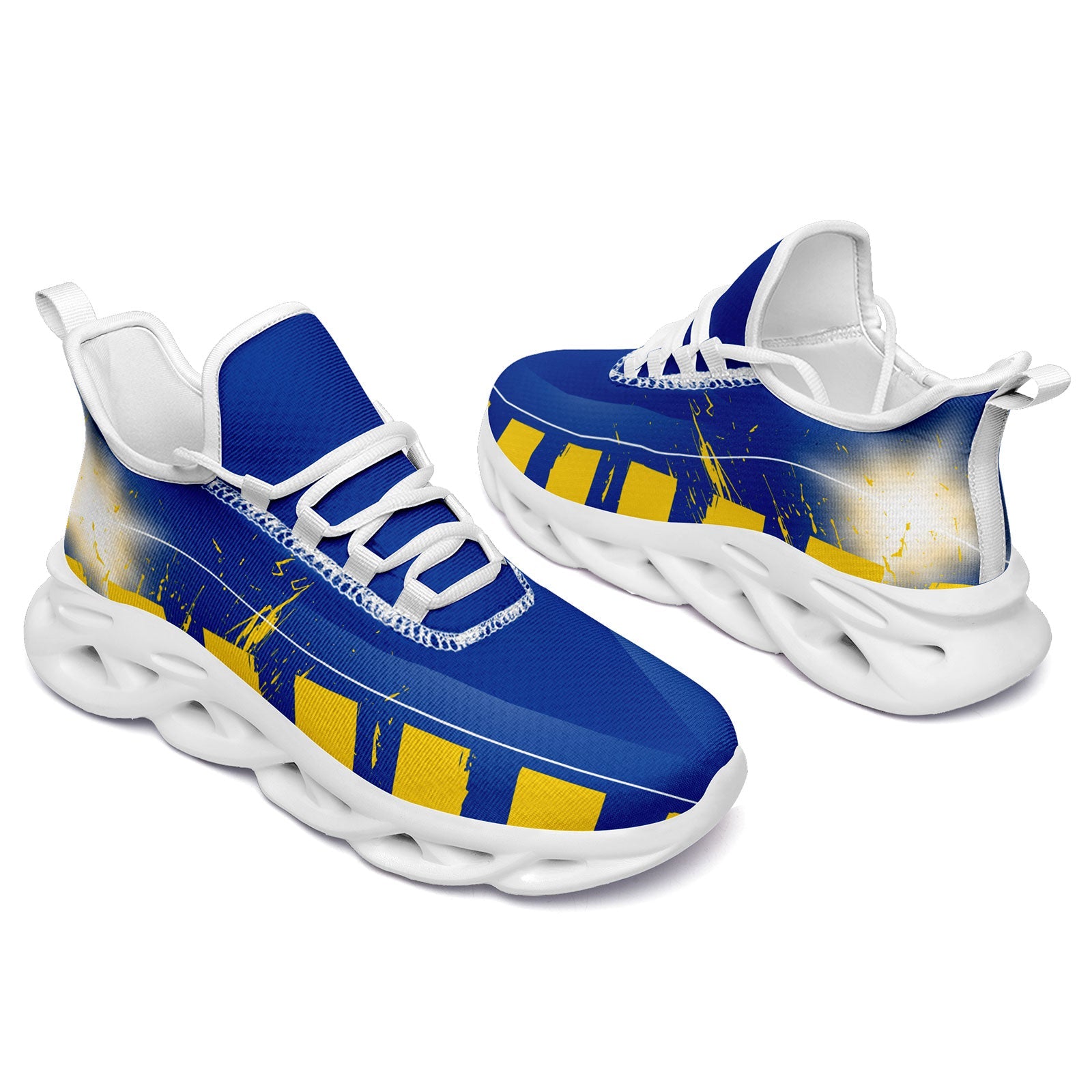 Custom Blue & Yellow Los Angeles Maxsoul Sneakers - Personalized Basketball Shoes FN003 D020260 (Size 15) - Online Customization for Streetwear & Urban Fashion