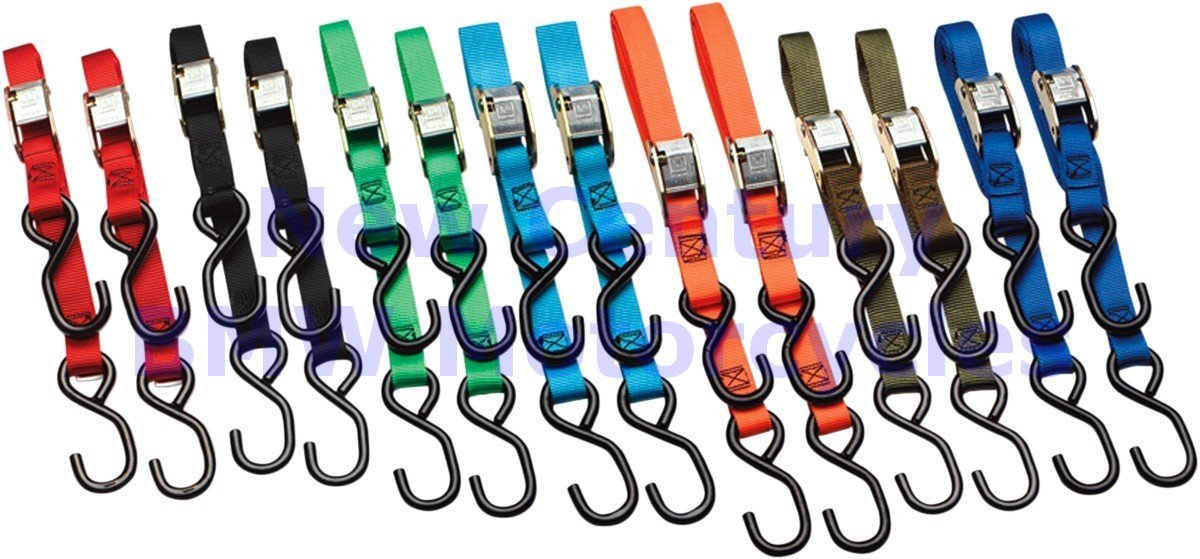 ANCRA 1 Inch Red Standard Tie Down Straps - Heavy Duty Ratchet Straps for Truck, Motorcycle, ATV & Cargo Securing - Perfect for Transporting, Towing & Road Trips