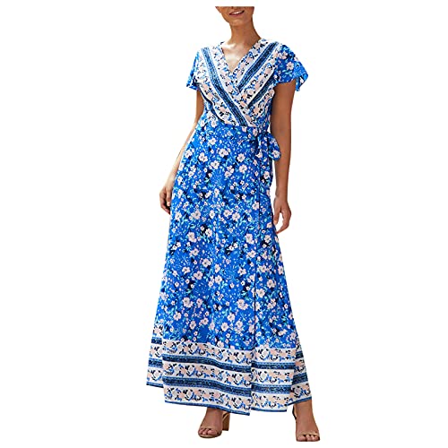 Sexy Floral Boho Maxi Sundress for Women - Backless Long Beach Party & Evening Dress - Perfect for Summer Vacations, Weddings, and Casual Outings