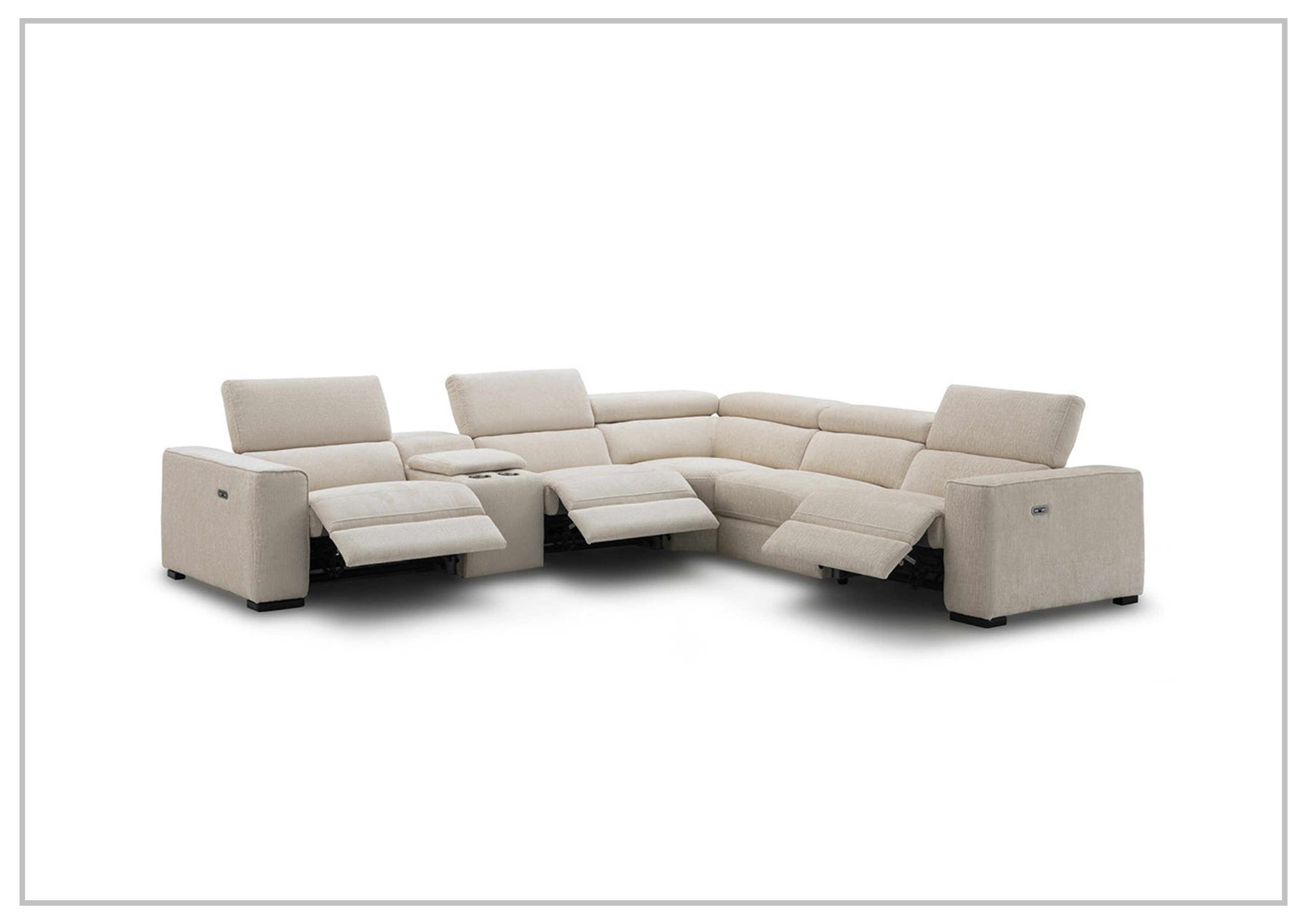 Gio Italia Aventura L-Shaped Fabric Power Reclining Sectional Sofa - Modern Recliner Couch with USB Charging for Living Room, Home Theater & Family Room Comfort