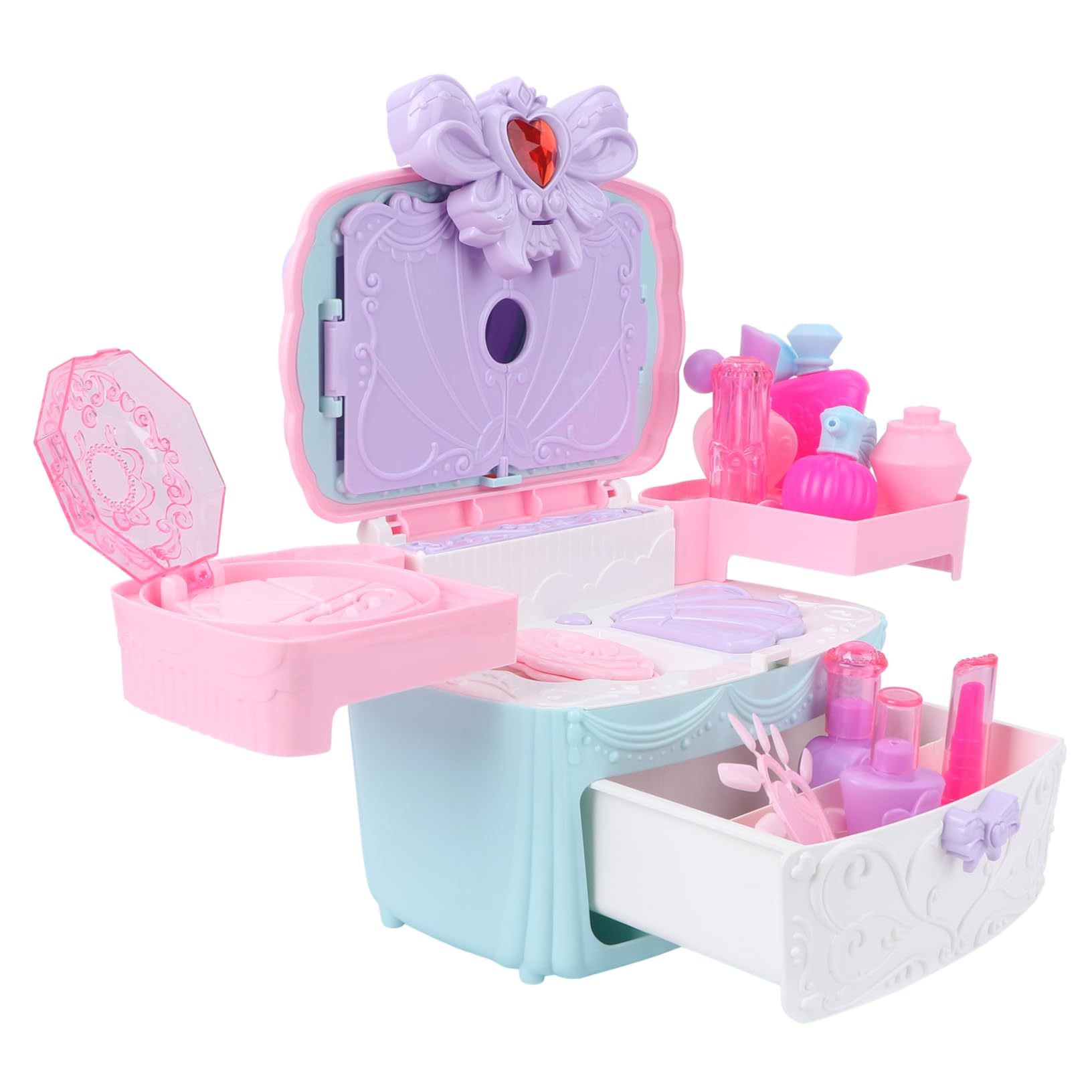 ERINGOGO Kids Cosmetic Toy Set - Portable Makeup Bag & Suitcase for Girls, Electronic Music Plaything, Perfect for Birthday Gifts, Travel, Pretend Play, and Role-Playing Activities