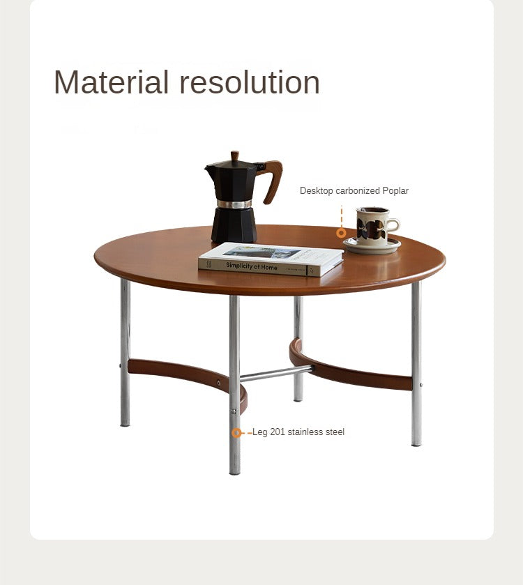 Solid Poplar Wood American Retro Coffee Table - Mid-Century Modern Living Room Furniture for Home Decor & Small Space
