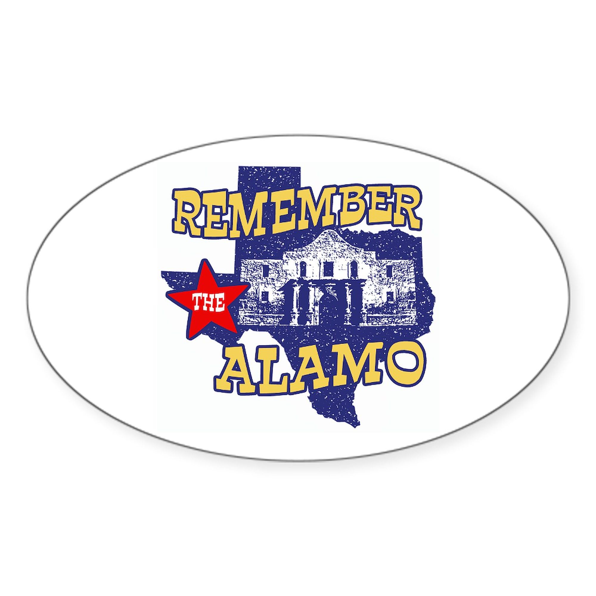 Texas Remember The Alamo Oval Sticker - Durable Vinyl Car Bumper Decal for Cars, Trucks, Laptops - Perfect for Texas Pride, Road Trips & Tailgating