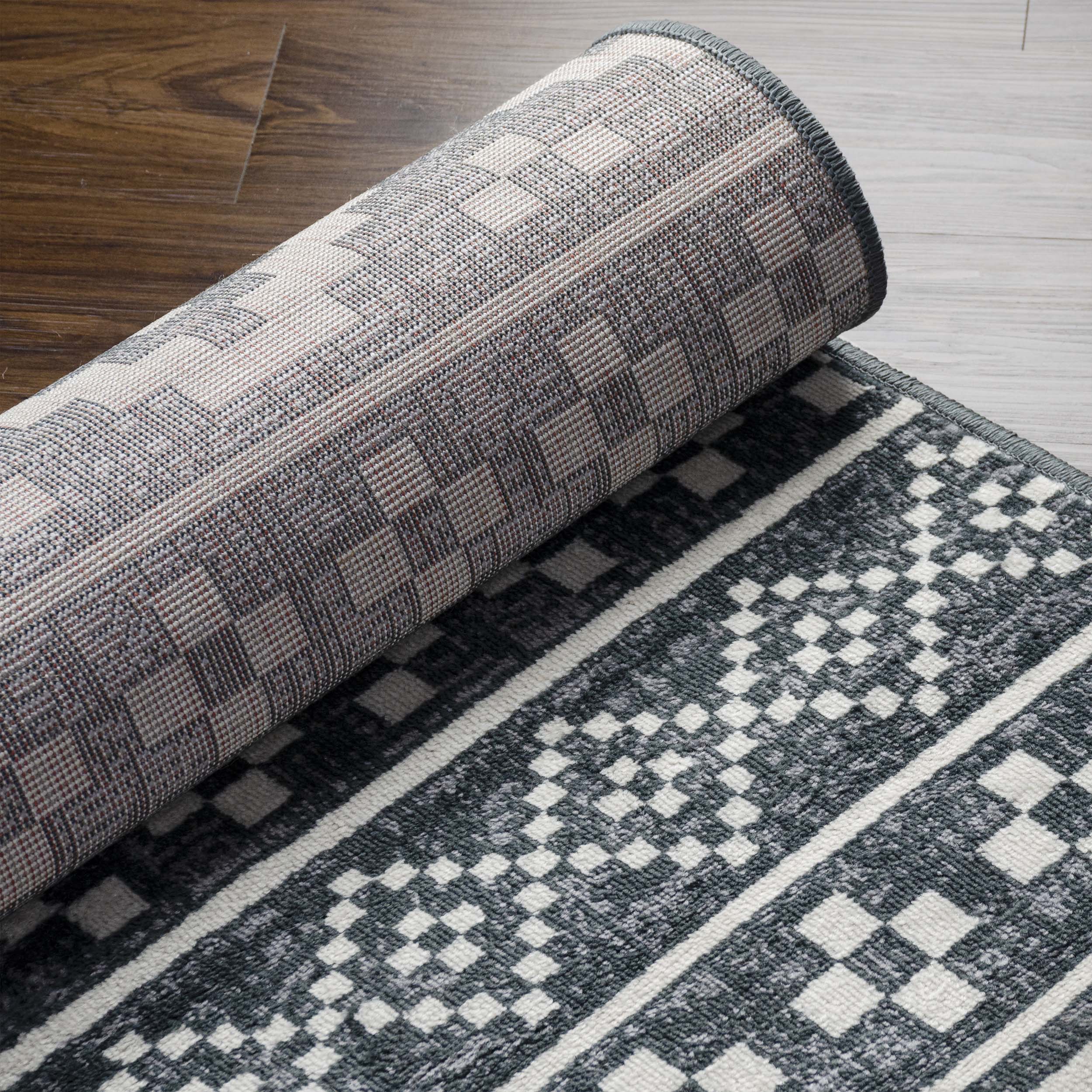 Stylish Geometric Diamond Pattern Indoor Area Rug & Runner - Soft Non-Slip Floor Carpet for Living Room, Bedroom, Hallway | Home Decor & Modern Interior Design