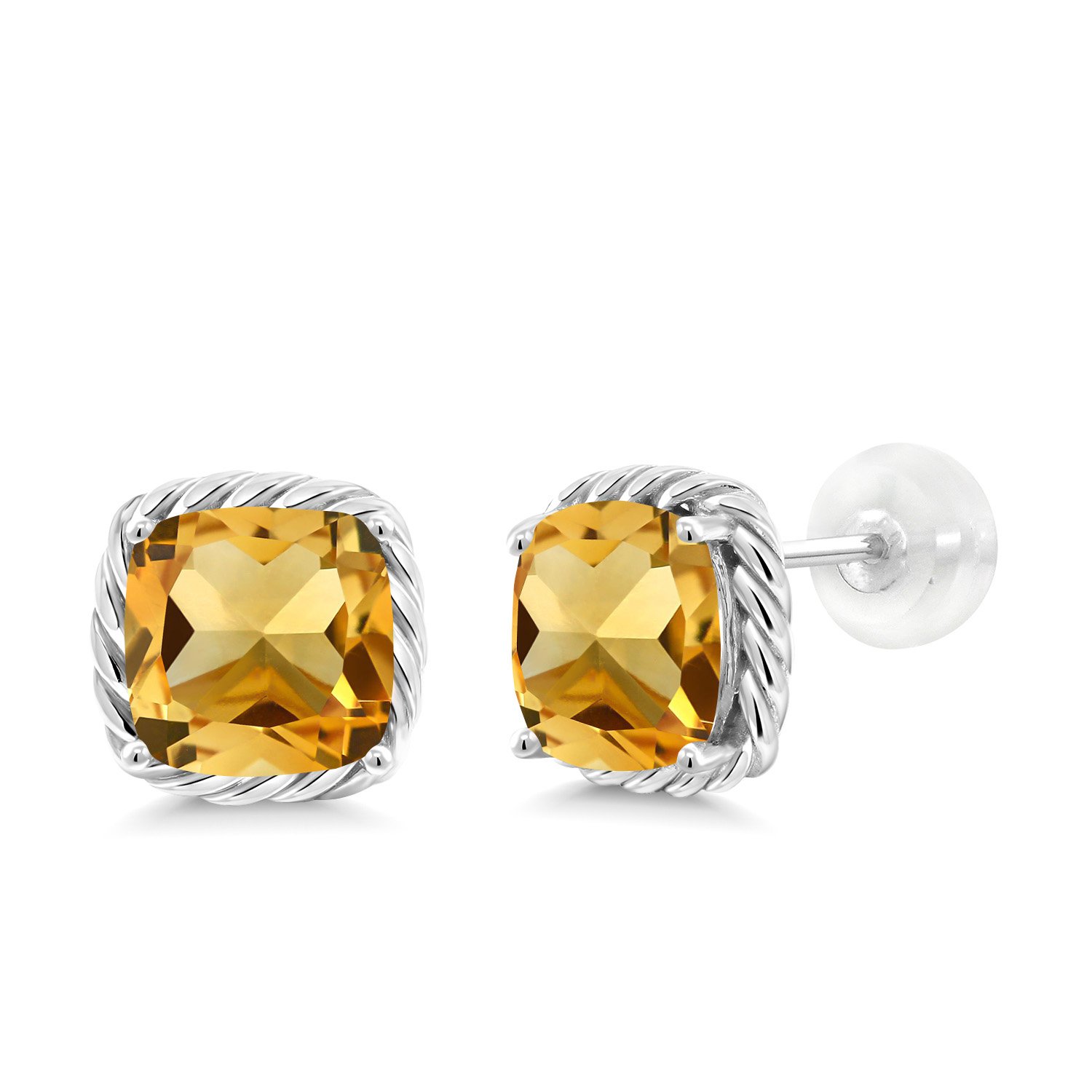 10K White Gold 7MM Cushion Cut Birthstone Stud Earrings for Women & Men | Gemstone Jewelry Gifts for Her, Mom, Wife | Anniversary, Birthday, Valentine's Day Present | Fine Jewelry for Everyday Wear & Special Occasions