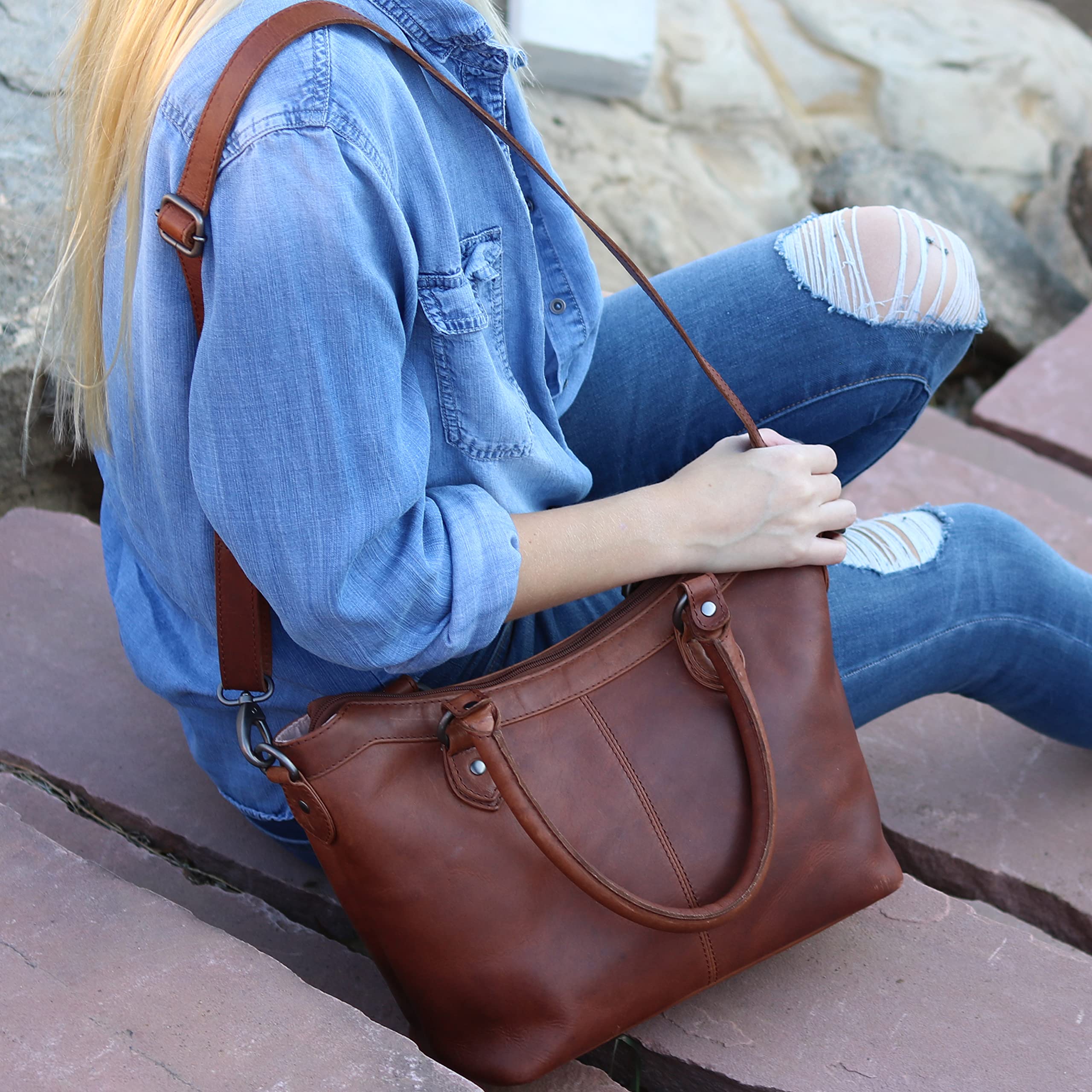 Stylish Carry Sadie Satchel - Spacious Crossbody Shoulder Bag with Universal Gun Holster & Secure Locking Zippers | Perfect for Travel, Work & Everyday Use