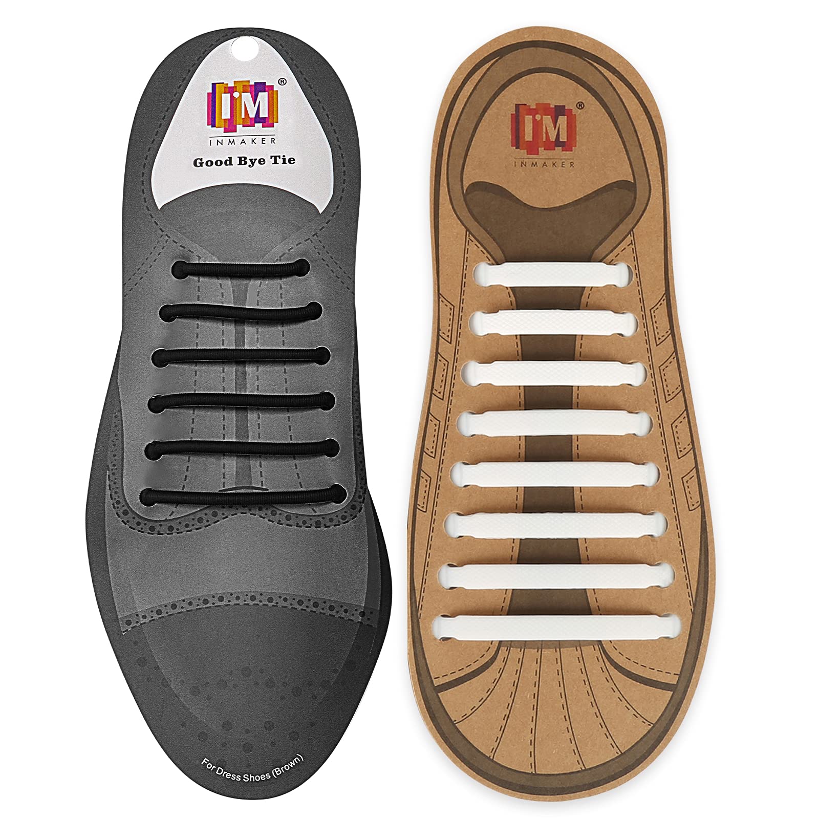INMAKER No Tie Shoelaces for Adults - Elastic Silicone Tieless Laces for Men's Dress Shoes & Sneakers - Perfect for Work, Running, and Everyday Comfort