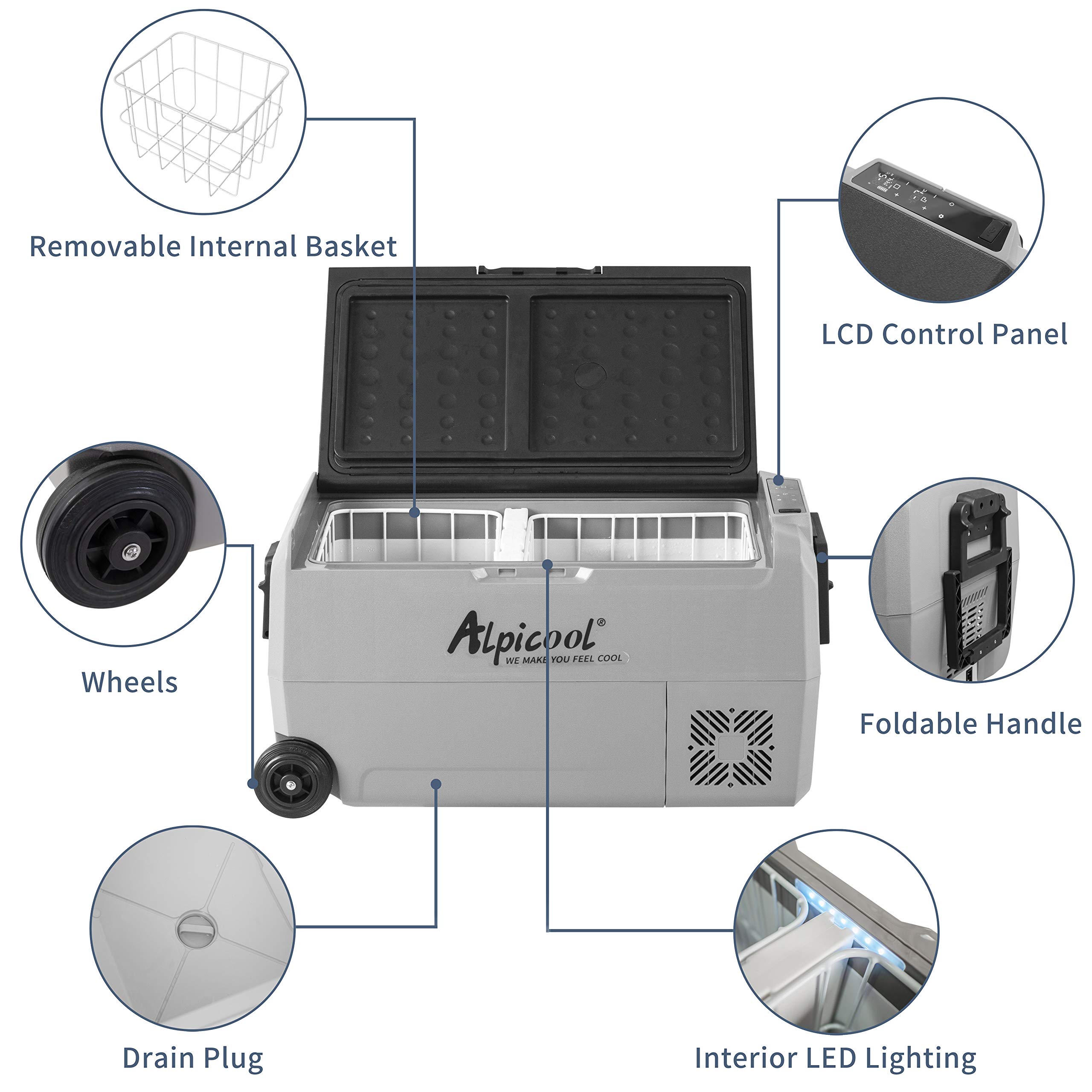 Alpicool T36 12V Portable Car Refrigerator Freezer - Dual Zone Temperature Control (-4°F to 68°F), 38 Quart Capacity for Truck, RV, Boat, Camping & Travel - Perfect for Road Trips, Outdoor Adventures & Marine Use