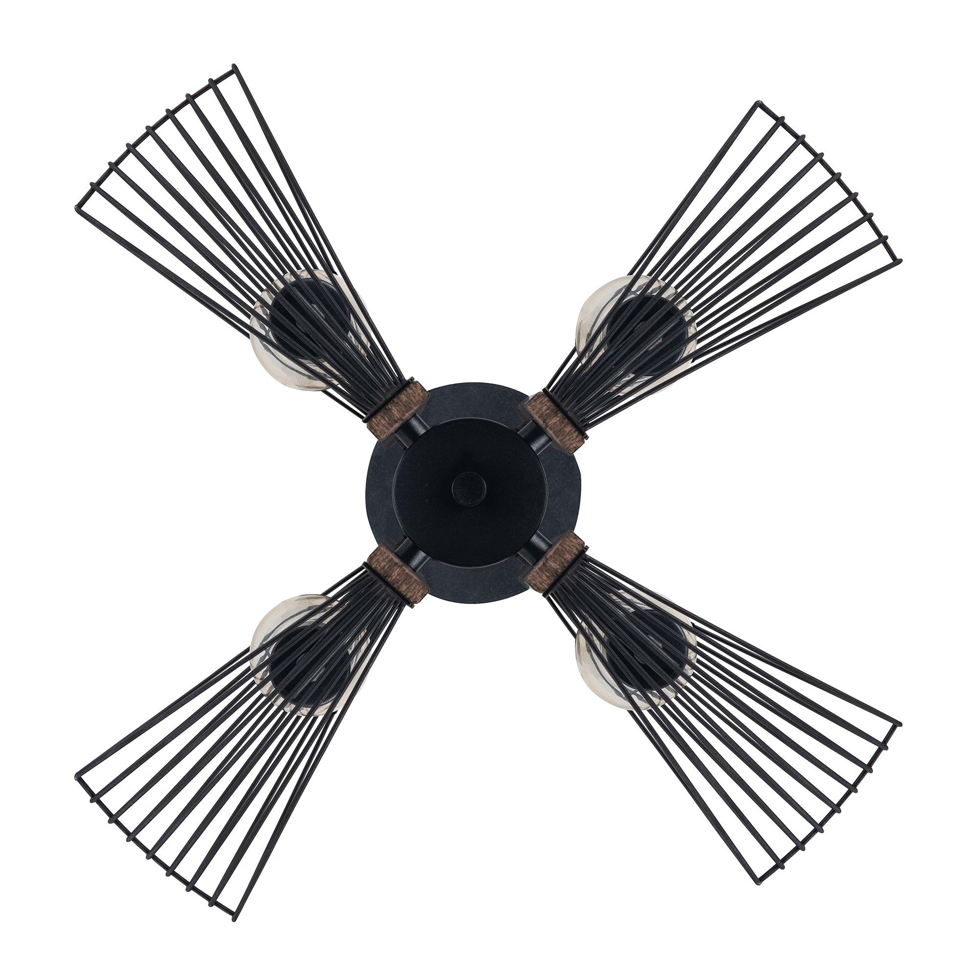 Zenith 4-Light Black & Wood Dimmable Pendant Light Fixture for Kitchen Island, Dining Room, or Living Room Ceiling Lighting