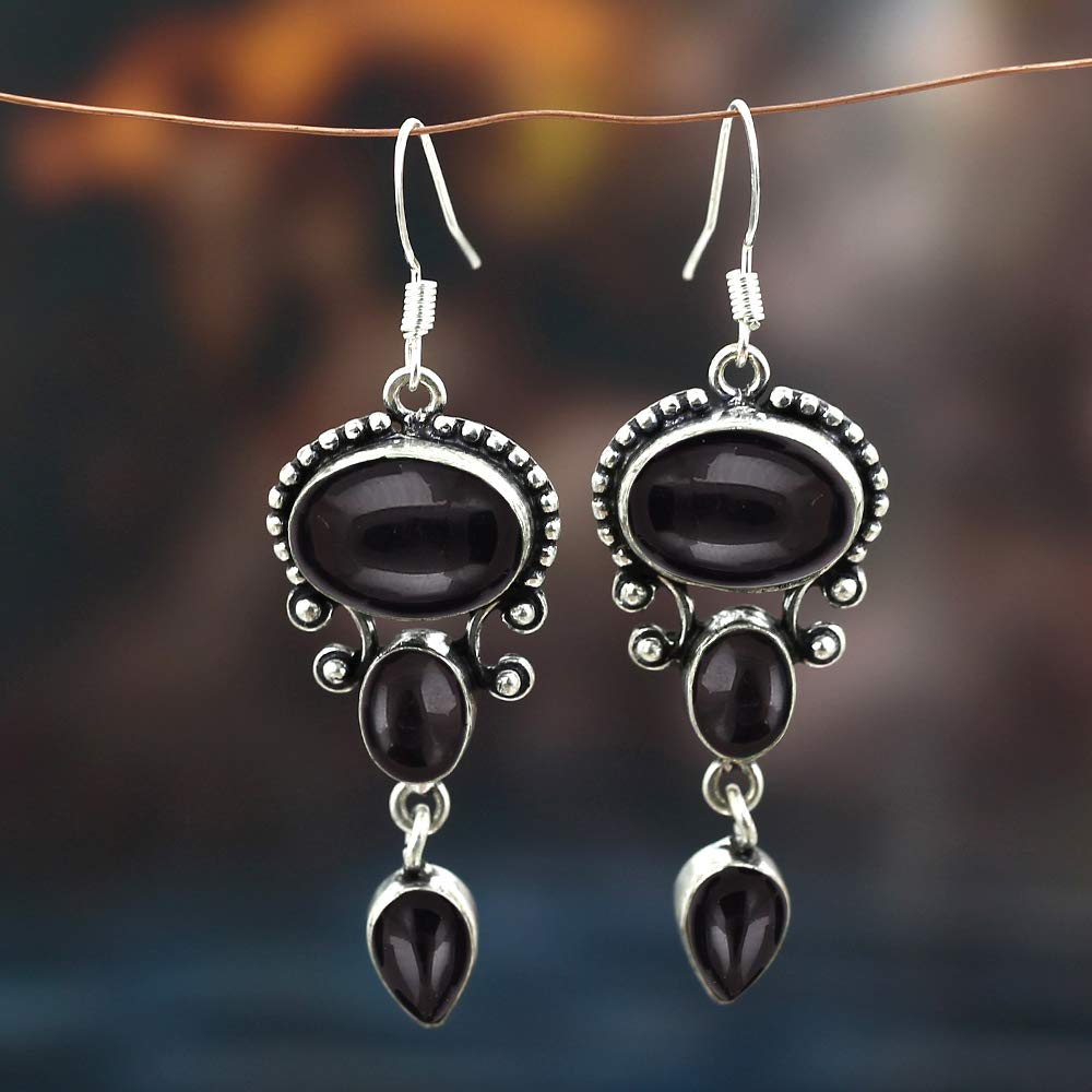 16.96 Carats Natural Semi-Precious Gemstone Dangle Earrings for Women - Handmade Bohemian Jewelry, Perfect Gift for Mom, Wife, Birthday, Anniversary & Women's Day - Elegant for Parties, Weddings & Daily Wear