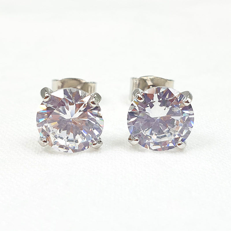 8mm CZ Stud Earrings for Women - Hypoallergenic Pierced Earrings - Perfect for Everyday Wear, Parties & Gifts