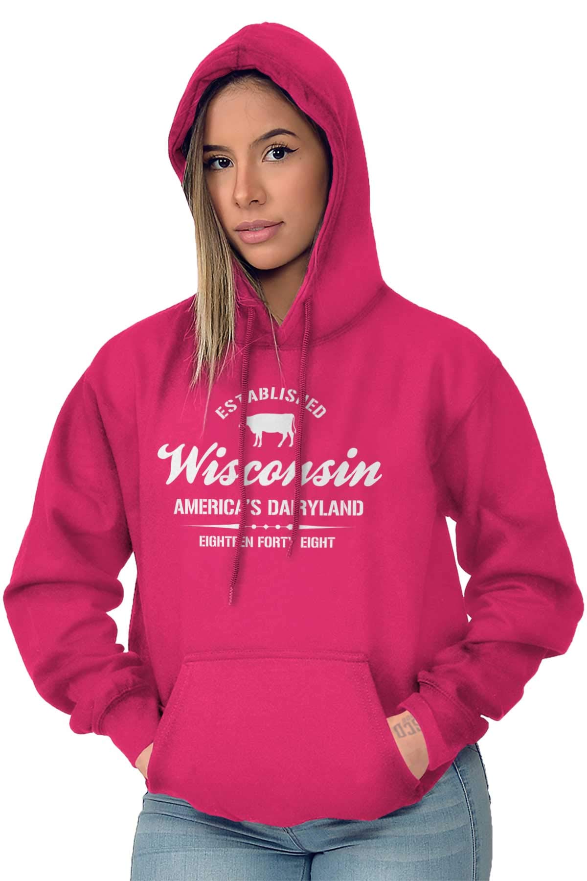 Classic Teaze Wisconsin America's Dairyland State Hoodie Sweatshirt for Women & Men - Cozy Unisex Pullover for College, Travel & Outdoor Activities