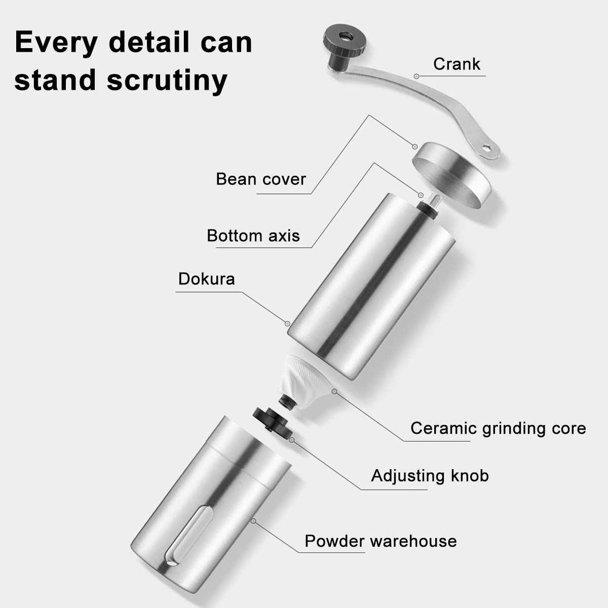 Premium Manual Coffee Grinder with Adjustable Settings - Ceramic Conical Burr, Stainless Steel Hand Mill for Espresso, French Press & Pour Over | Perfect for Home, Office, Travel & Camping | Includes Cleaning Brush & Storage Bag