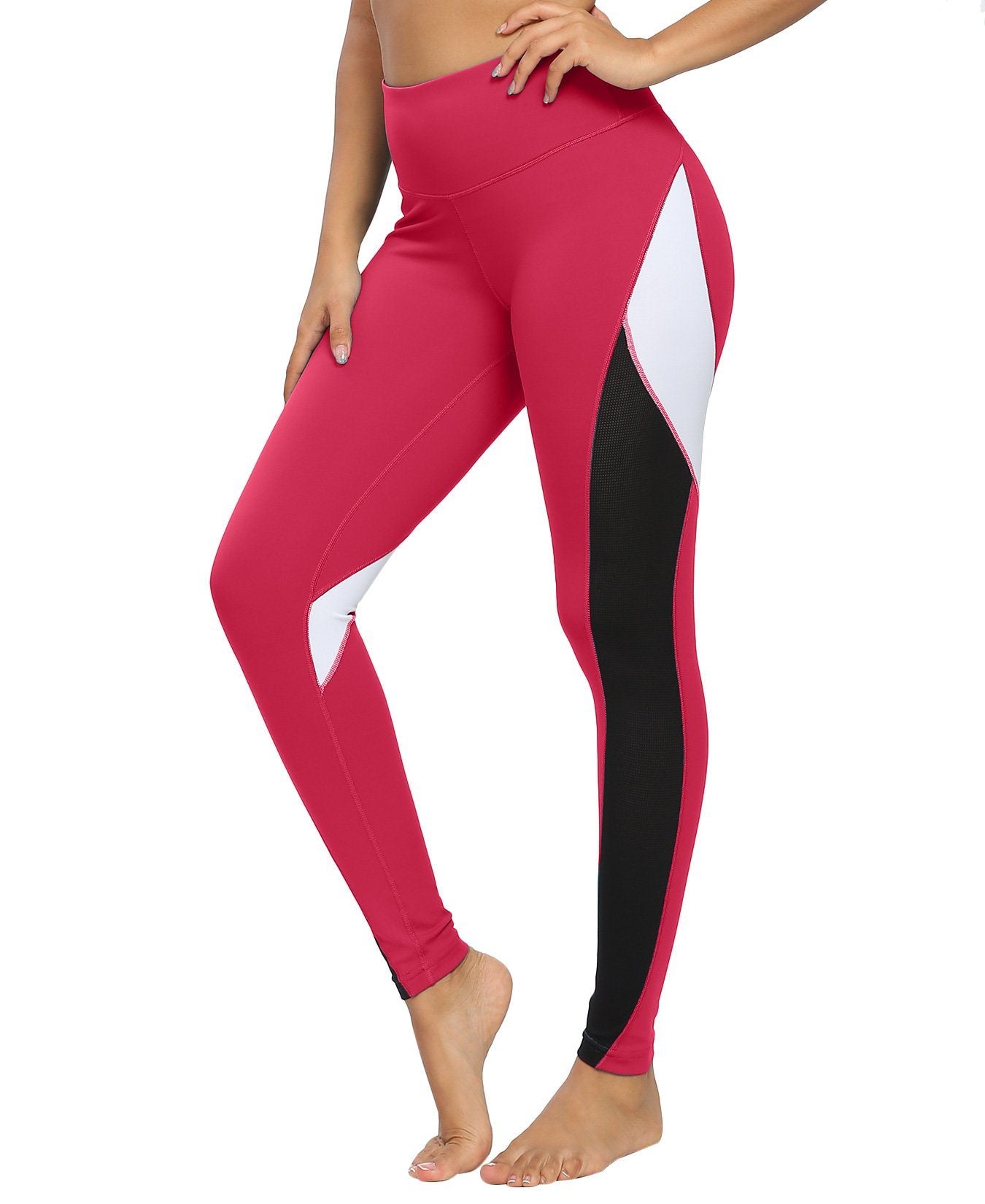 High Waist Blocking Mesh Color Leggings for Women - Trendy Workout Yoga Pants with Breathable Design | Perfect for Gym, Running & Casual Wear