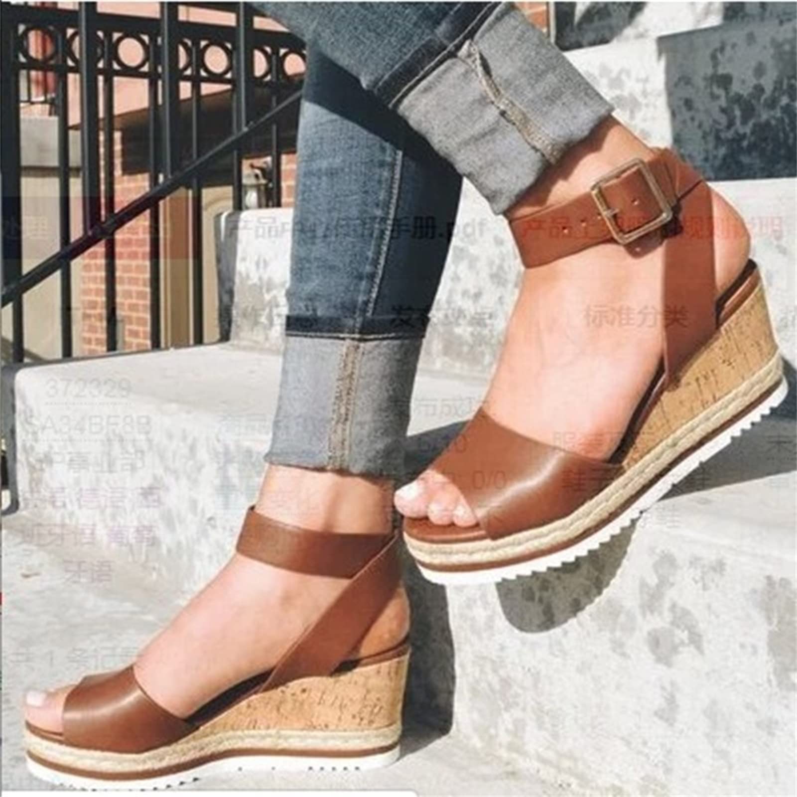 Women's Wedge Sandals with Ankle Strap - Low Heel Casual & Dressy Summer Sandals, Open Toe Strappy Platform Shoes for Beach, Vacation, and Outdoor Activities