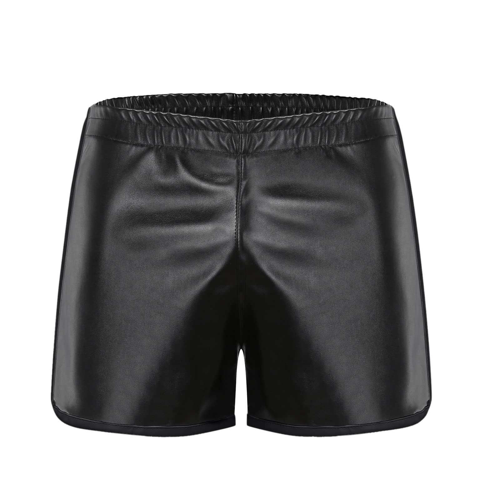 ZYXTIM Men's Faux Leather Workout Shorts - PU Leather Gym Shorts for Boxing, Jogging & Beach - Low Waist Skinny Moto Biker Shorts for Summer Outdoor Activities & Fitness Training