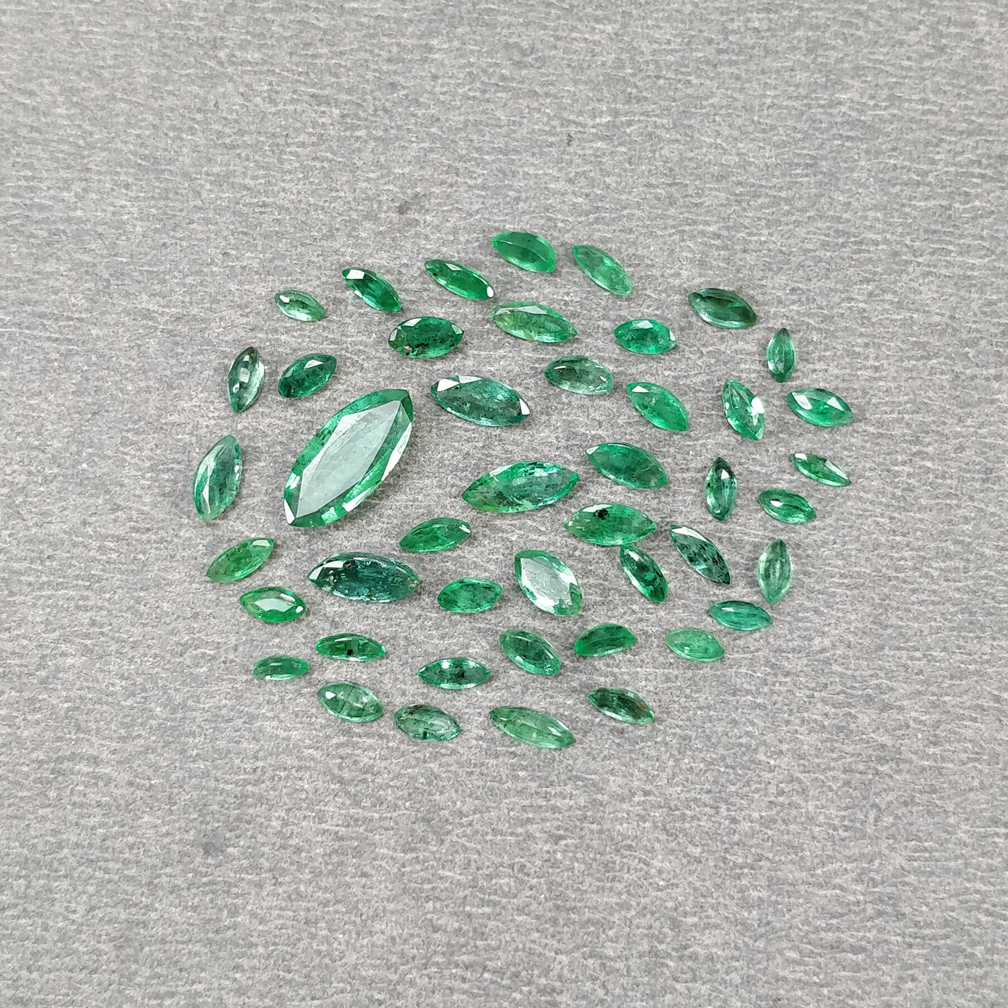 4.50ct Natural Untreated Green Emerald Gemstone - Marquise Cut 3x1.5mm to 10x4.5mm (45 Pieces) | Jewelry Making, Engagement Rings & Luxury Gift