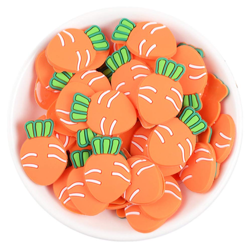 50 Pack Carrot-Shaped Plastic Charms - Resin Flatback Buttons for Polymer Clay Beads, Miniature Fairy Gardens, Hair Accessories & Home Decor - Perfect for DIY Crafts, Scrapbooking & Jewelry Making