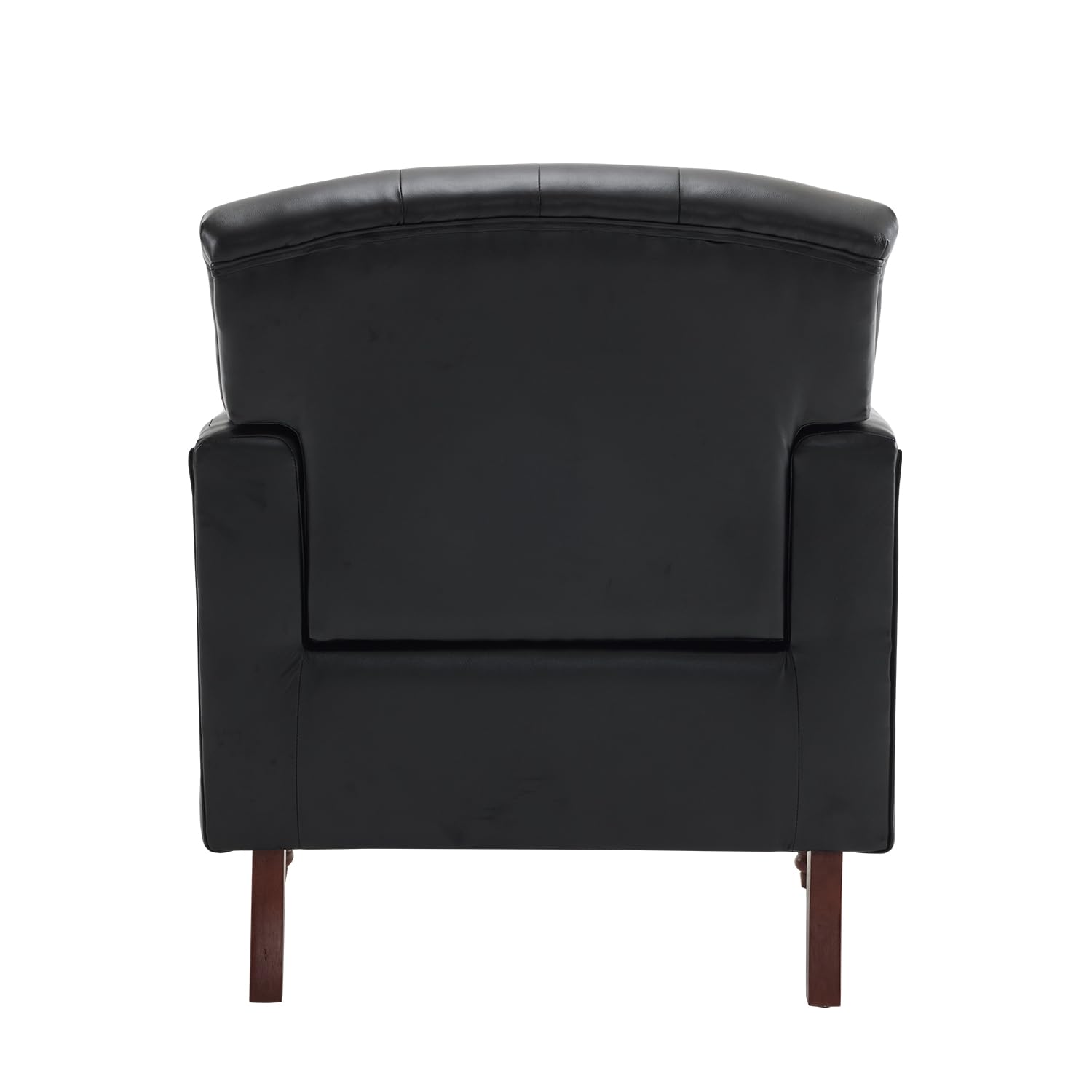 MOJAY Modern Accent Chair - Mid-Century Faux Leather Living Room Armchair with Thick Padded Cushion & Sturdy Wood Legs, Comfortable Lounge Sofa Club Chair for Bedroom, Home Office, Reading Nook (Black) - Perfect for Relaxing, Entertaining & Small Space Decor