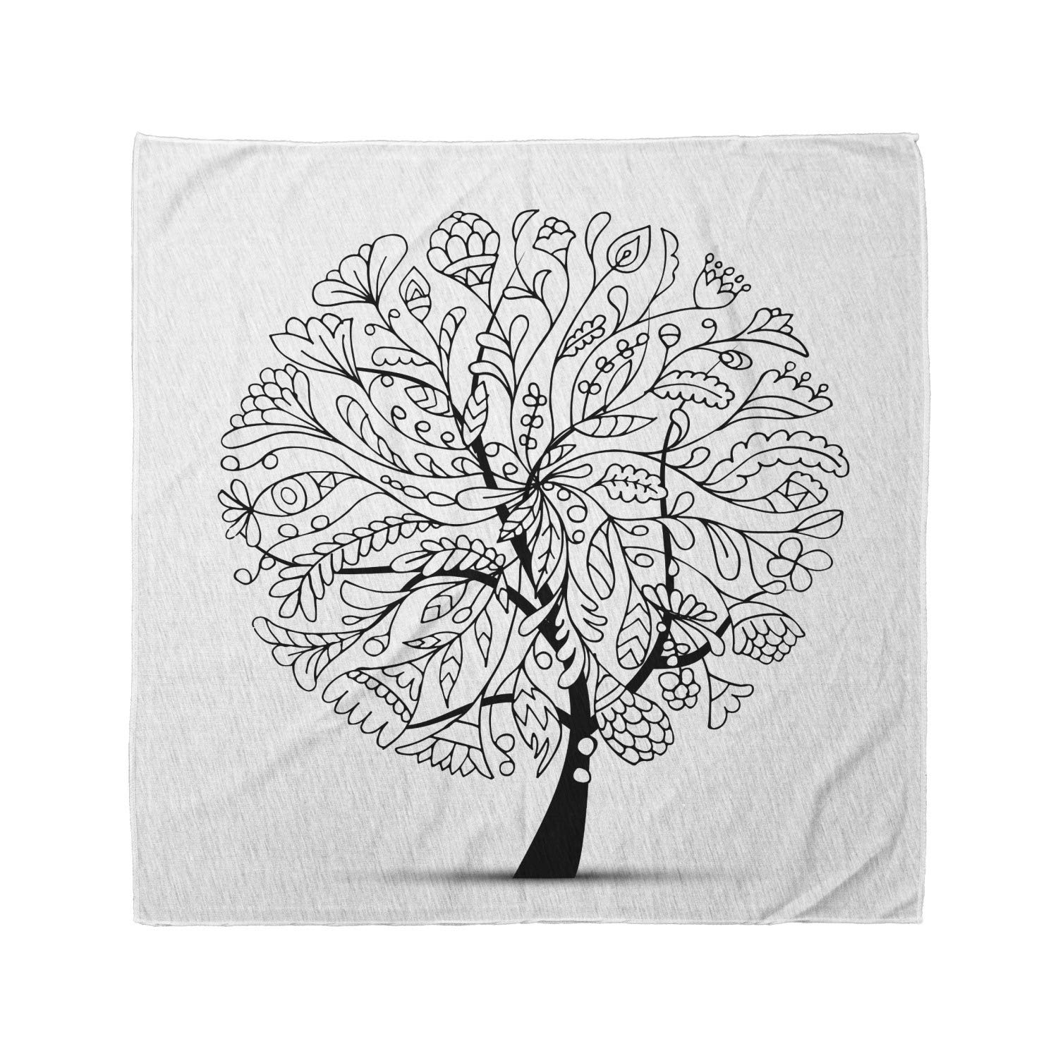 Ambesonne White Bandana - Abstract Leafy Floral Tree Print Unisex Head Scarf & Neck Tie for Men Women - Perfect for Outdoor Activities, Music Festivals, and Fashion Accessories