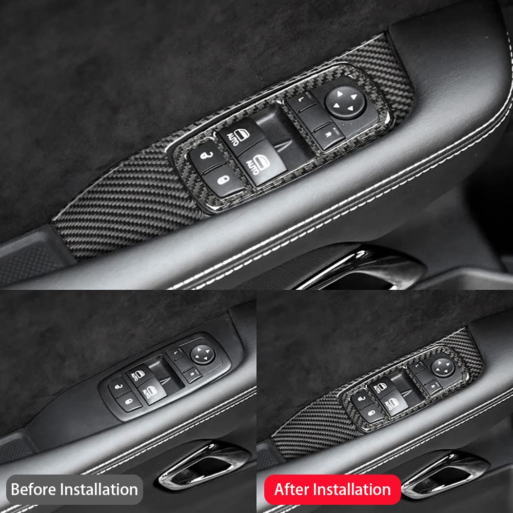 Carbon Fiber Window Lift Trim Switch Panel for Dodge Challenger 2015-2021 - Interior Accessories (4PCS, Black) | Upgrade Your Car Interior with Premium Style & Protection