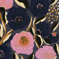 Marimekko ROSARIUM Blue Rose Paper Cocktail Napkins - Elegant Party Decor, Dinner Table Setting, Bridal Shower, and Home Entertaining Accessories