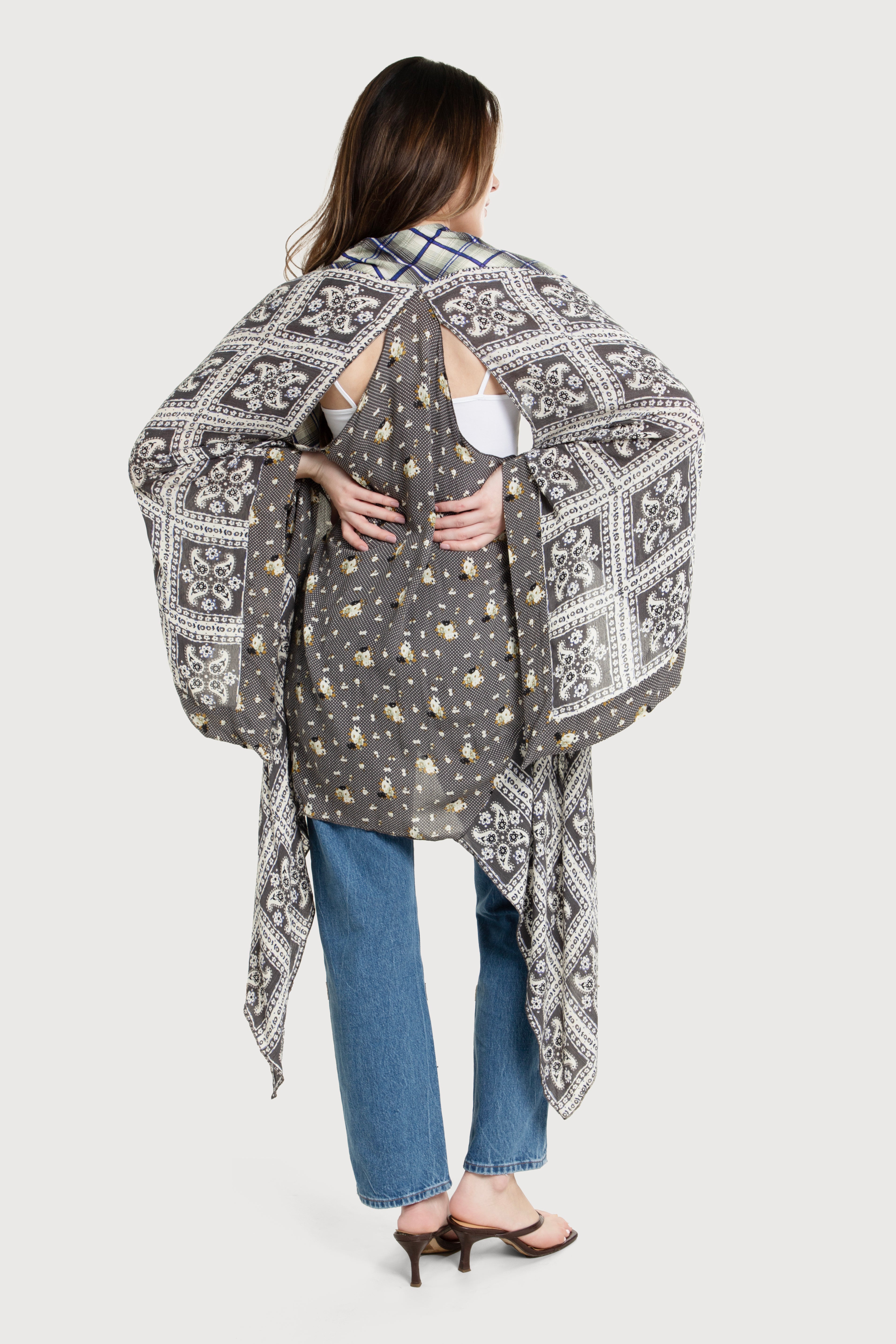 Floral Paisley Patchwork Cut Out Kimono Cardigan - Boho Chic Lace Trim Cover Up for Women - Perfect for Beach, Festival, and Summer Outfits