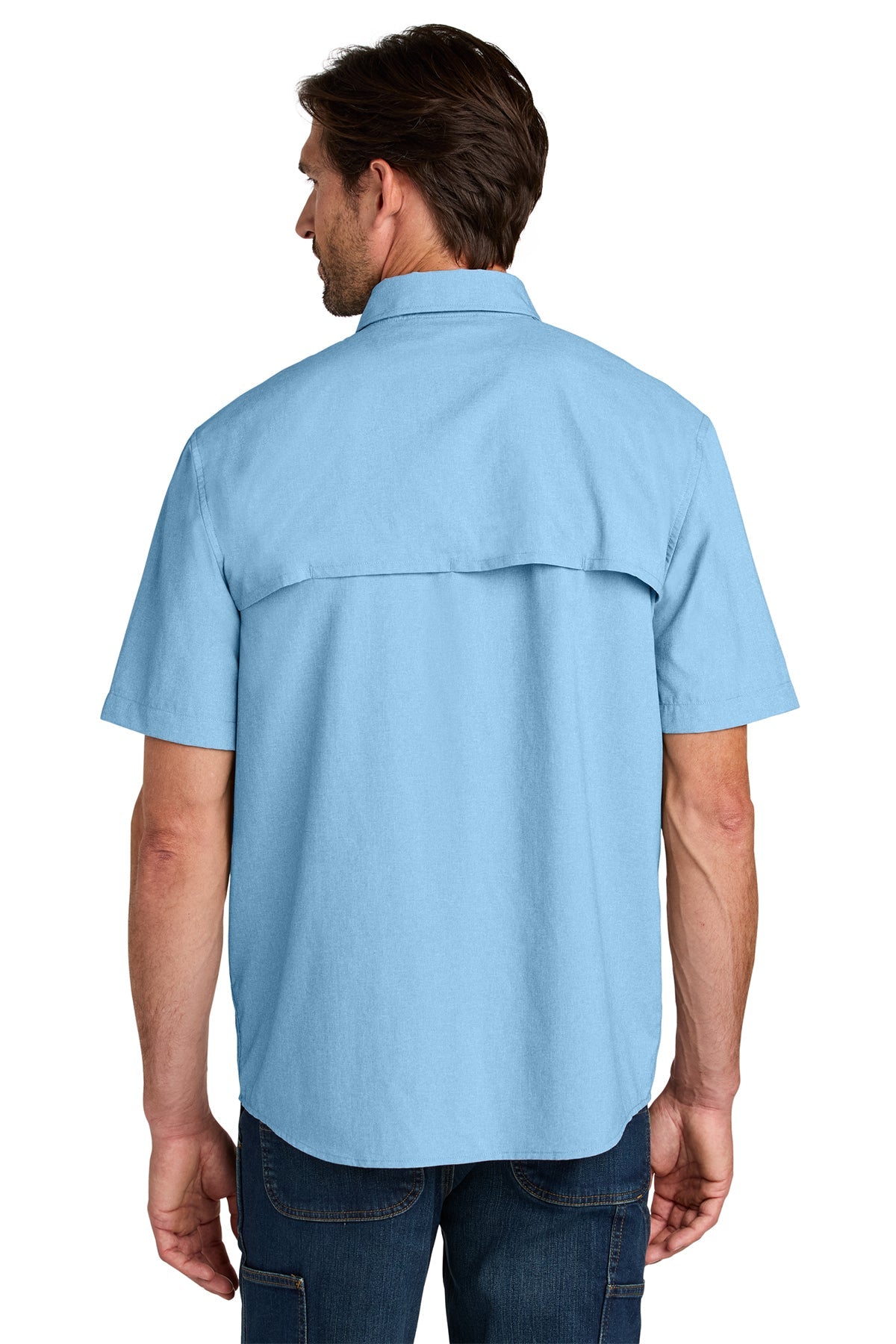 Carhartt Force Sun Defender Short Sleeve Work Shirt - UPF 50+ Sun Protection, Moisture Wicking & Breathable, Fresh Water Blue - Perfect for Outdoor Work, Hiking & Summer Activities