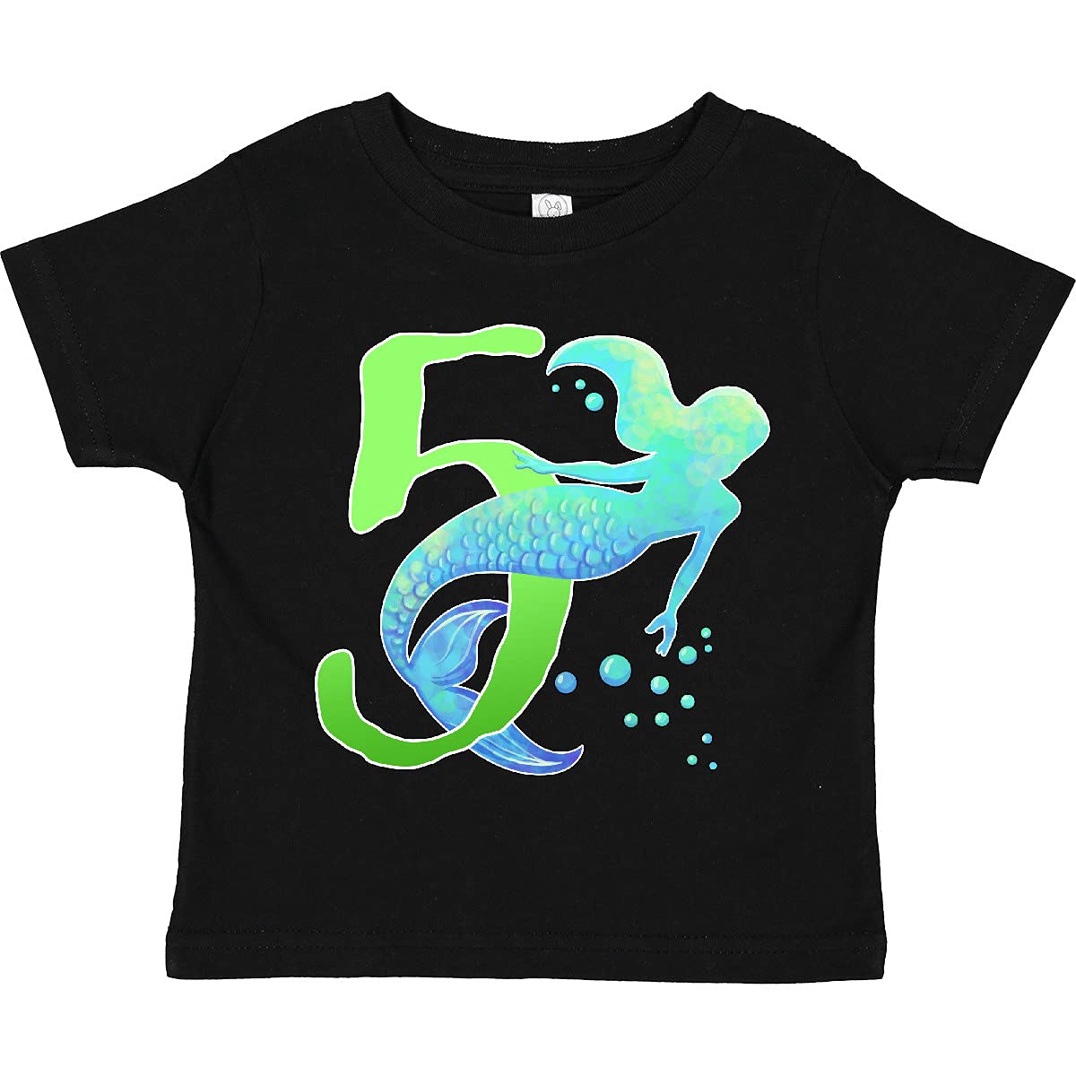 Inktastic Fifth Birthday Mermaid Toddler T-Shirt | Cute Girls' 5th Birthday Outfit | Perfect for Birthday Parties, Photo Shoots & Special Occasions