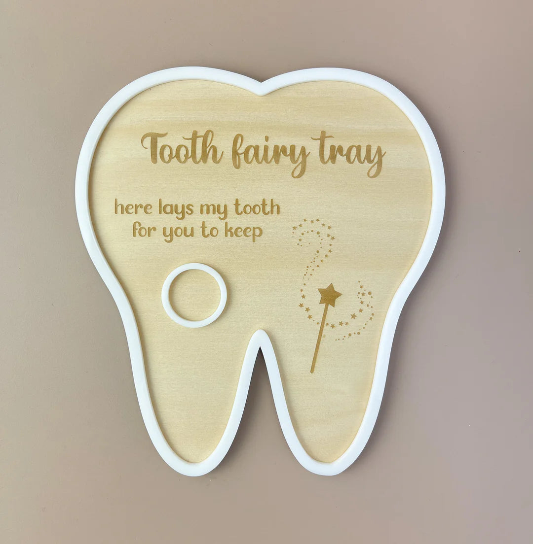 Tooth Fairy Keepsake Tray - Ceramic Tooth Holder Box for Kids with Enamel Gloss Finish | Perfect for Baby Teeth Storage & First Tooth Milestone Celebration | Nursery Decor & Gift Idea