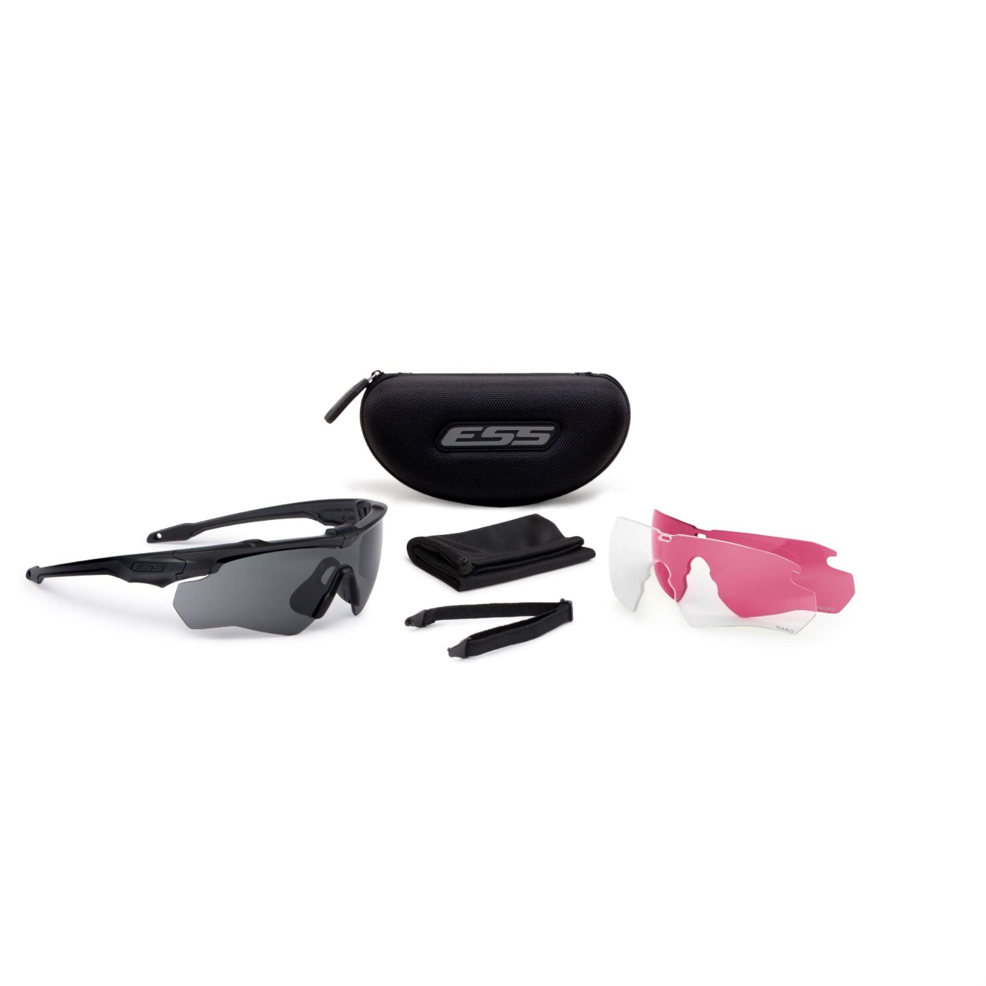 ESS Crossblade NARO Smoke Grey Clear Tactical Sunglasses - Military & Outdoor Sports Eyewear for Shooting, Cycling & Adventure Activities