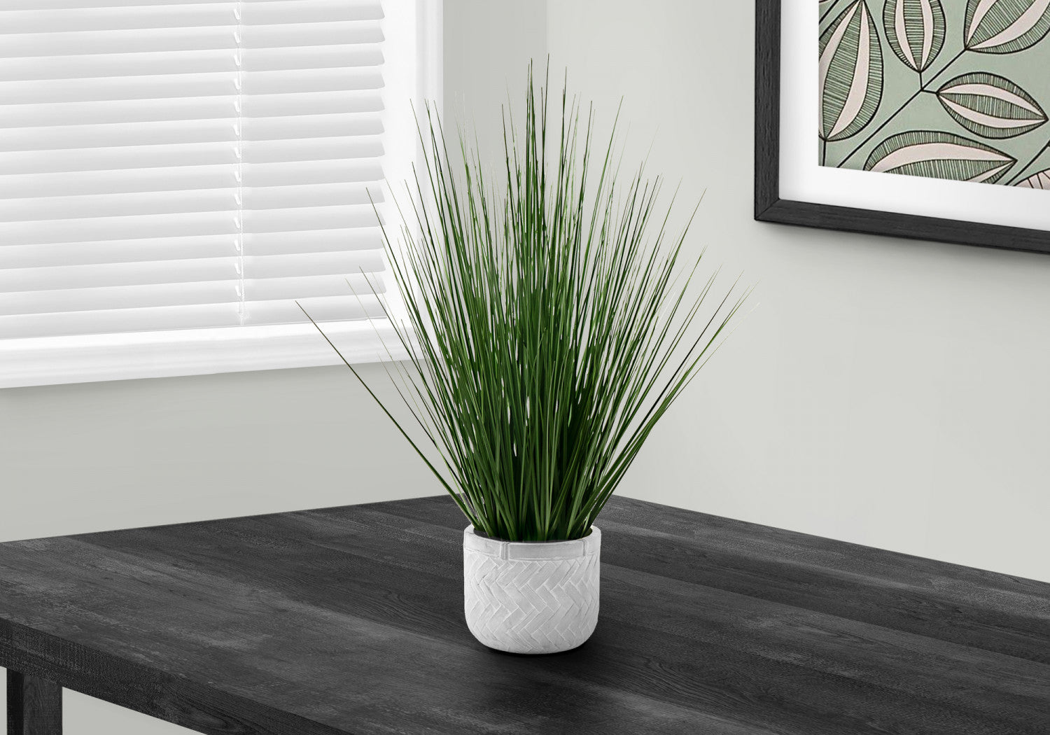 21 Pack Artificial Grass Plants in 4 White Pots - Realistic Fake Greenery for Home Office Decor, Indoor Outdoor Tabletop Centerpiece