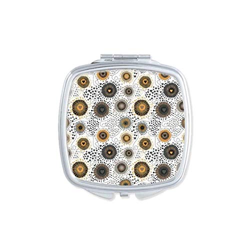 DIYthinker Abstract Flowers Yellow Black Petals Spots Mirror - Portable Compact Pocket Makeup Mirror with Double Sided Glass for Travel, Home, and Office Use