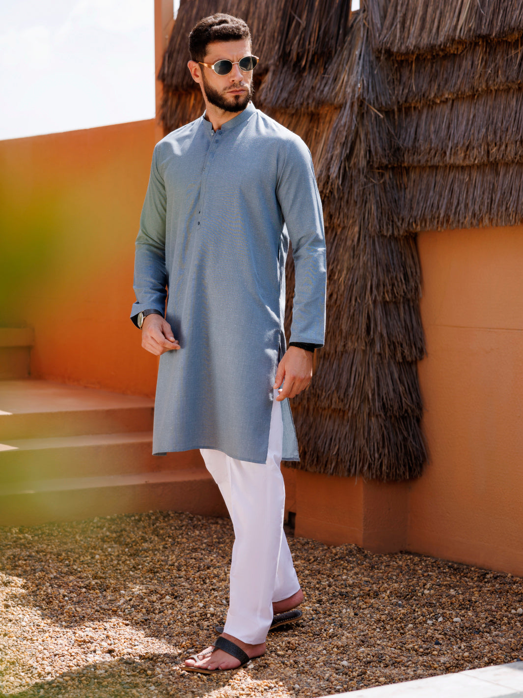 Stylish Light Blue Blended Kurta for Women - Comfortable & Trendy Indian Ethnic Wear - Perfect for Festivals, Weddings & Casual Outings