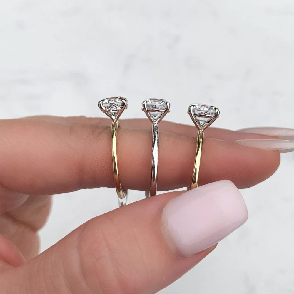 4.0 Carat 10x8mm Radiant Cut Moissanite Solitaire Engagement Ring with Hidden Halo & Lab Grown Diamond - 14k Gold D-VVS1 (Wedding, Proposal, Anniversary Gift)