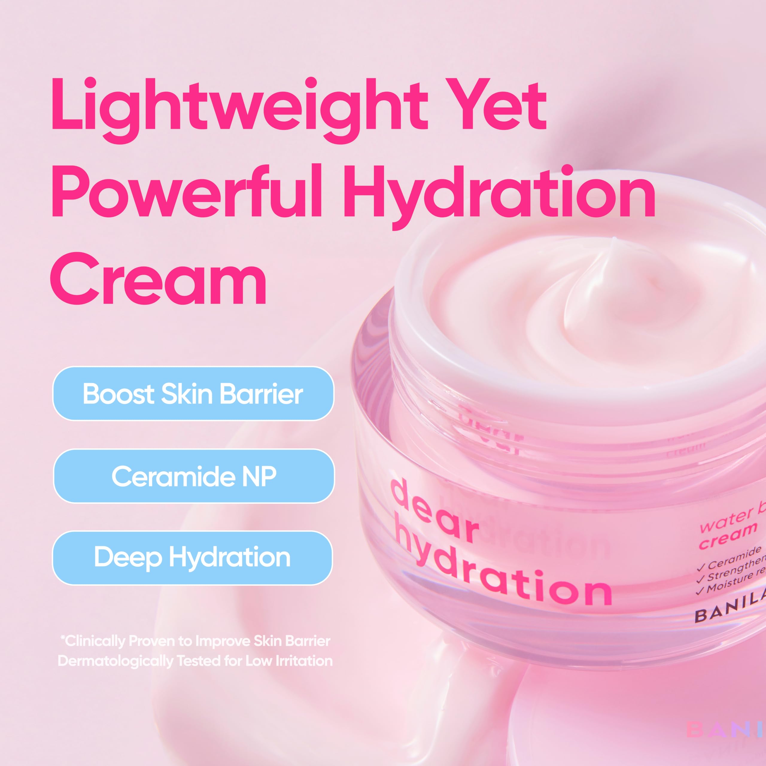 BANILA CO Dear Hydration Water Barrier Cream - Lightweight Face Moisturizer with Ceramide for Dry & Sensitive Skin | Dermatologist Tested Hydrating Cream (50ml) | Daily Skincare Routine & Night Care