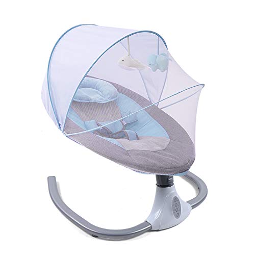 **Baby Bouncer with Music & Toys - Bluetooth-Enabled Swing Chair & Rocker Seat for Newborns 0-12 Months - Soothing Cradle for Playtime & Naptime (Blue)**