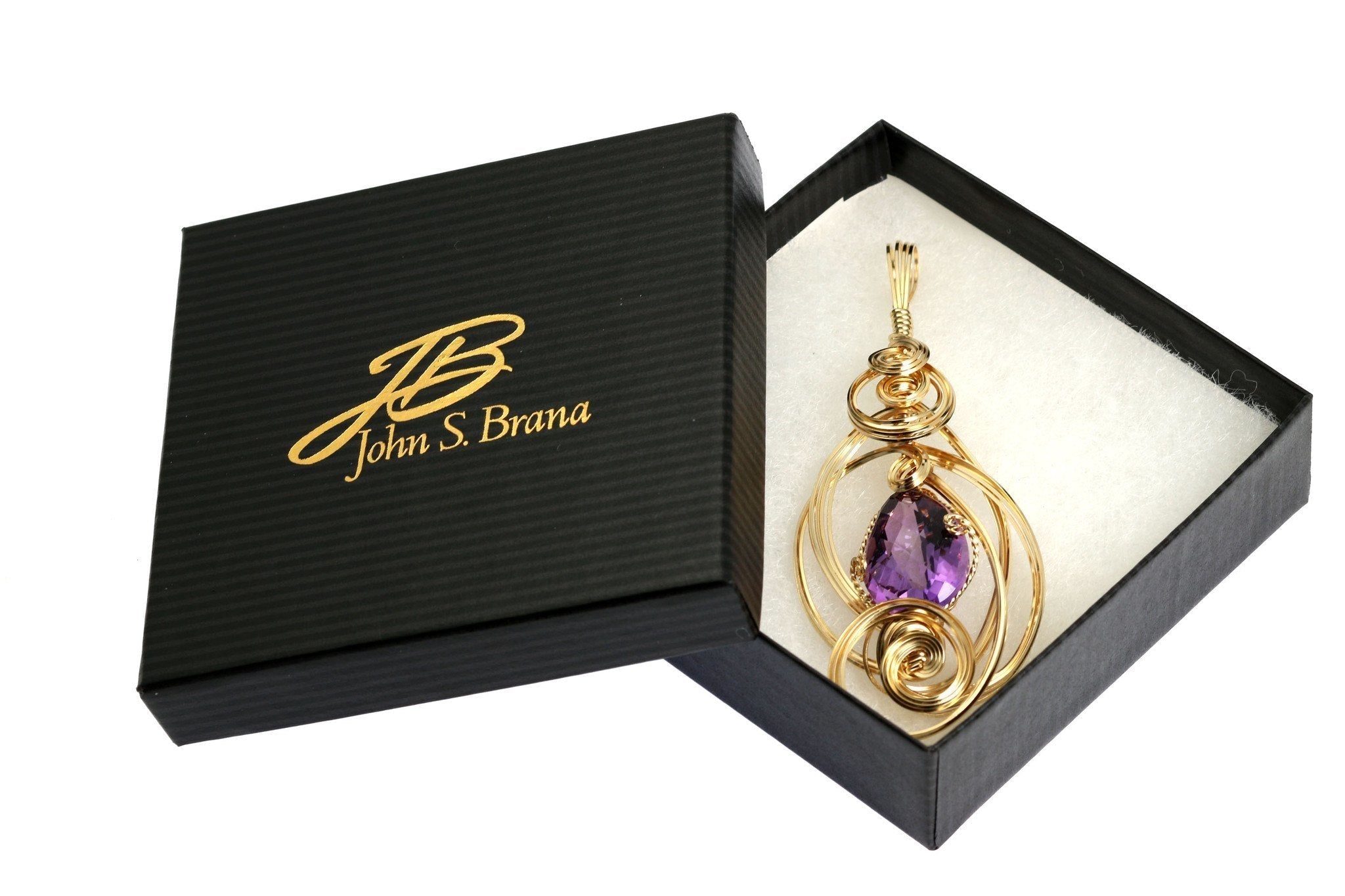 22.5 CT Natural Amethyst Gemstone 14K Gold Filled Wire Wrapped Pendant Necklace - Elegant Jewelry Gift for Women, Perfect for Weddings & Special Occasions