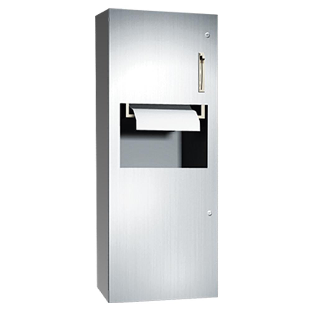 Simplicity Roll Paper Towel Dispenser with Removable Waste Receptacle - Surface Mounted Satin Finish for Kitchen, Bathroom & Office Use