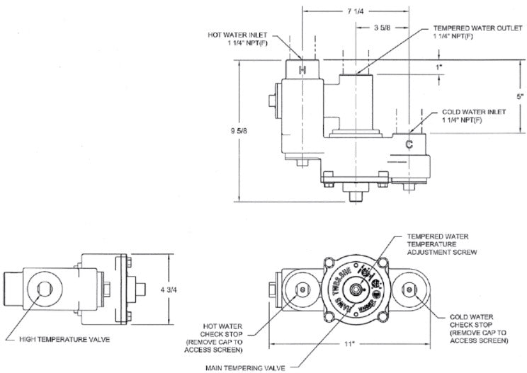 Haws TWBS.SHE Thermostatic Mixing Valve - 3/4