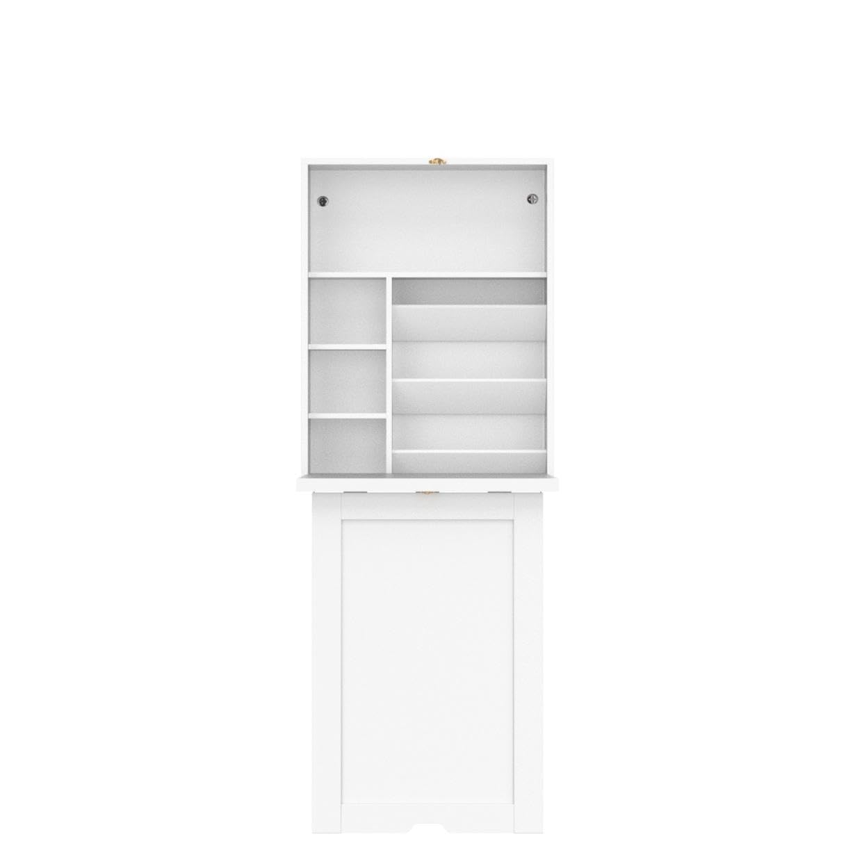 Space Saving Wall Mounted Fold Out Convertible Desk - White Floating Writing Desk with Storage Shelves | Home Office Laptop Workstation | Perfect for Small Spaces & Modern Workspaces