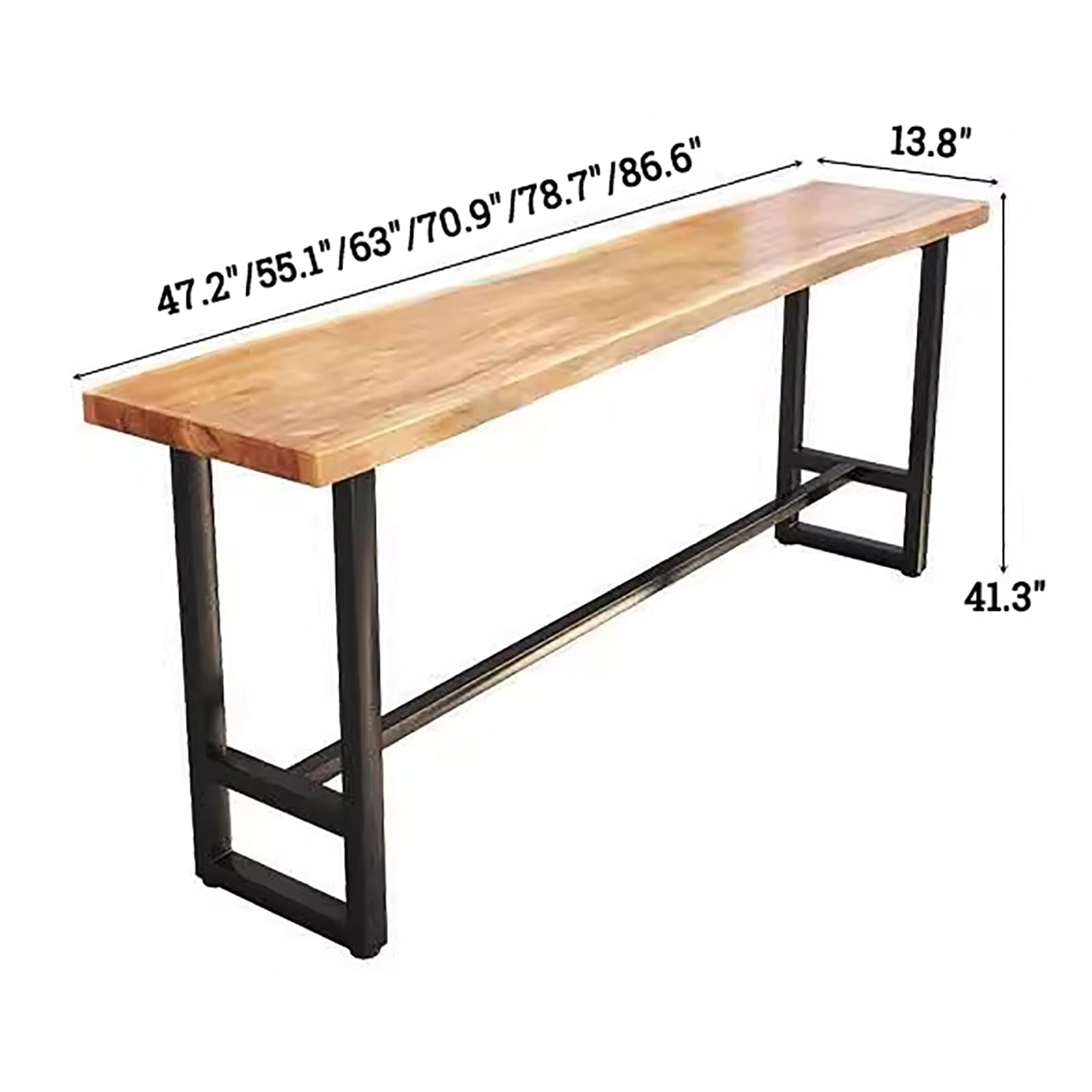 Solid Wood Bar Table - Modern Rectangular Pub Table with Footrest, Live Edge Counter Height Dining Table for Kitchen, Coffee & Bar Use - Perfect for Home, Restaurant & Outdoor Entertaining