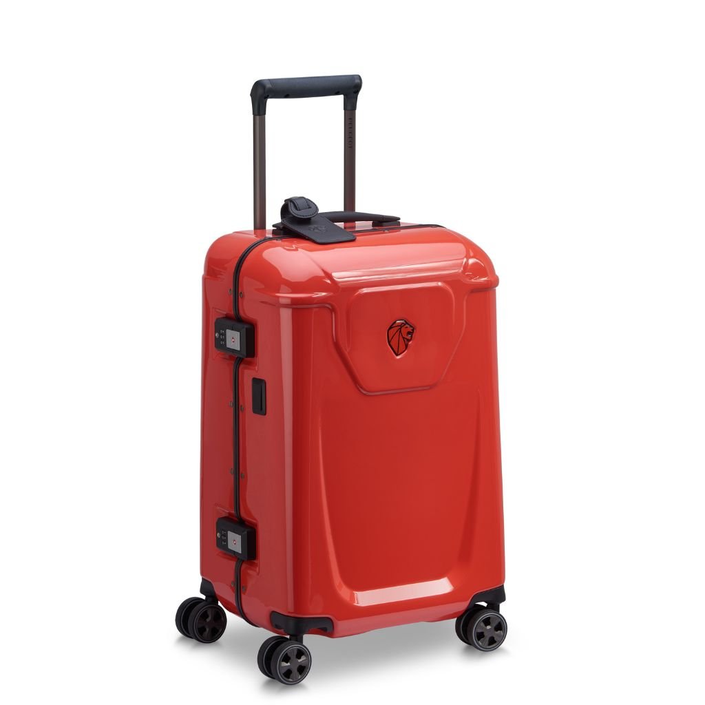 Peugeot Voyages 55cm Zipperless Carry On Luggage - Lightweight Spinner Suitcase with 360° Wheels for Air Travel, Business Trips & Weekend Getaways (Red)
