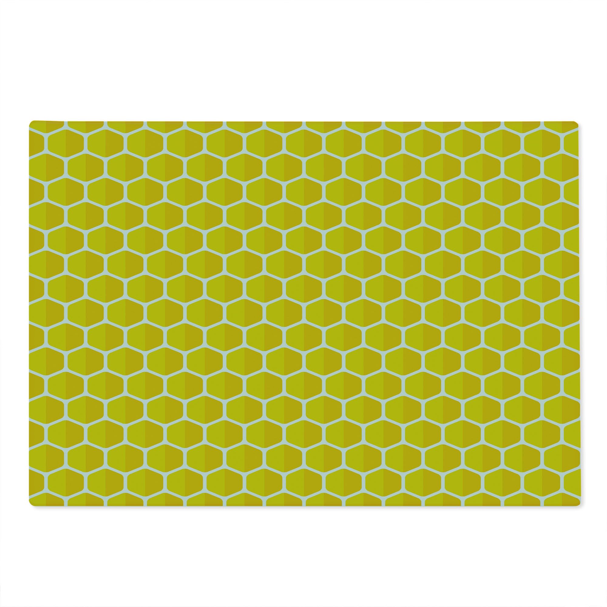 Ambesonne Bee Cutting Board - Honeycomb Glass Serving Board for Kitchen & Dining