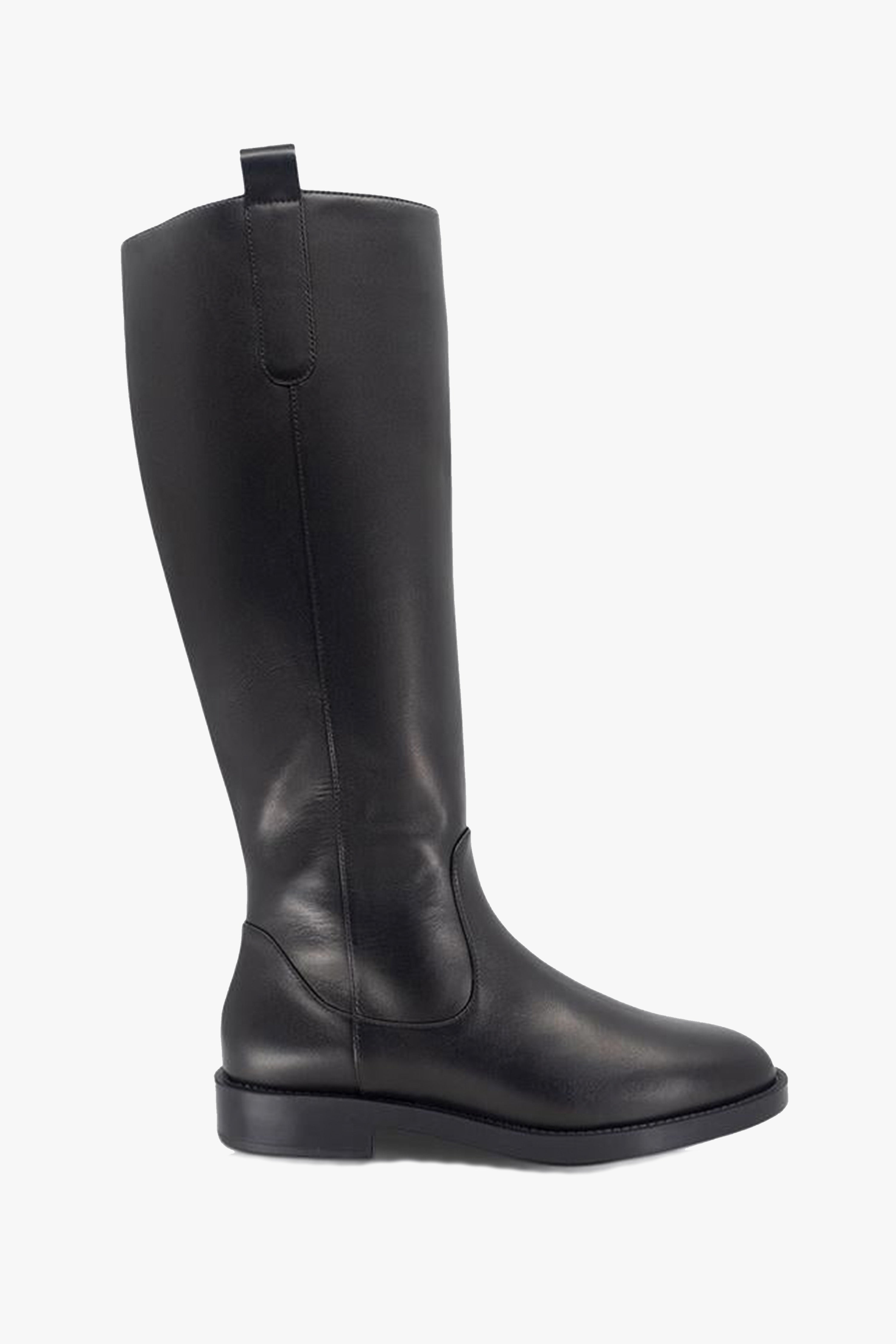 Huntley Black Low Heel Tall Boots for Women - Comfortable Knee High Winter Boots for Casual Wear & Outdoor Activities