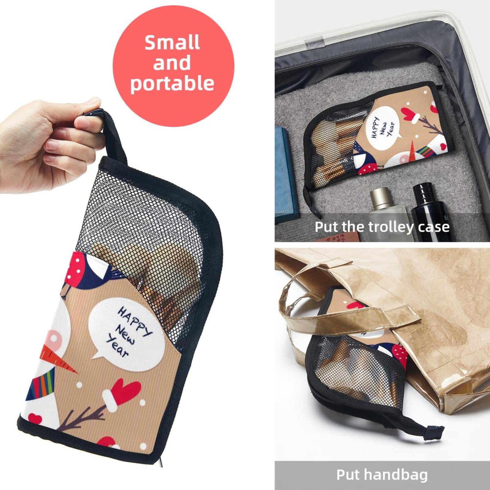 Premium 12-Piece Makeup Brush Organizer Bag with Christmas Snowman Bird Design - Portable Travel Brush Holder Case for Professional & Home Makeup Artists | Perfect for Travel, Salon, and Daily Beauty Routine